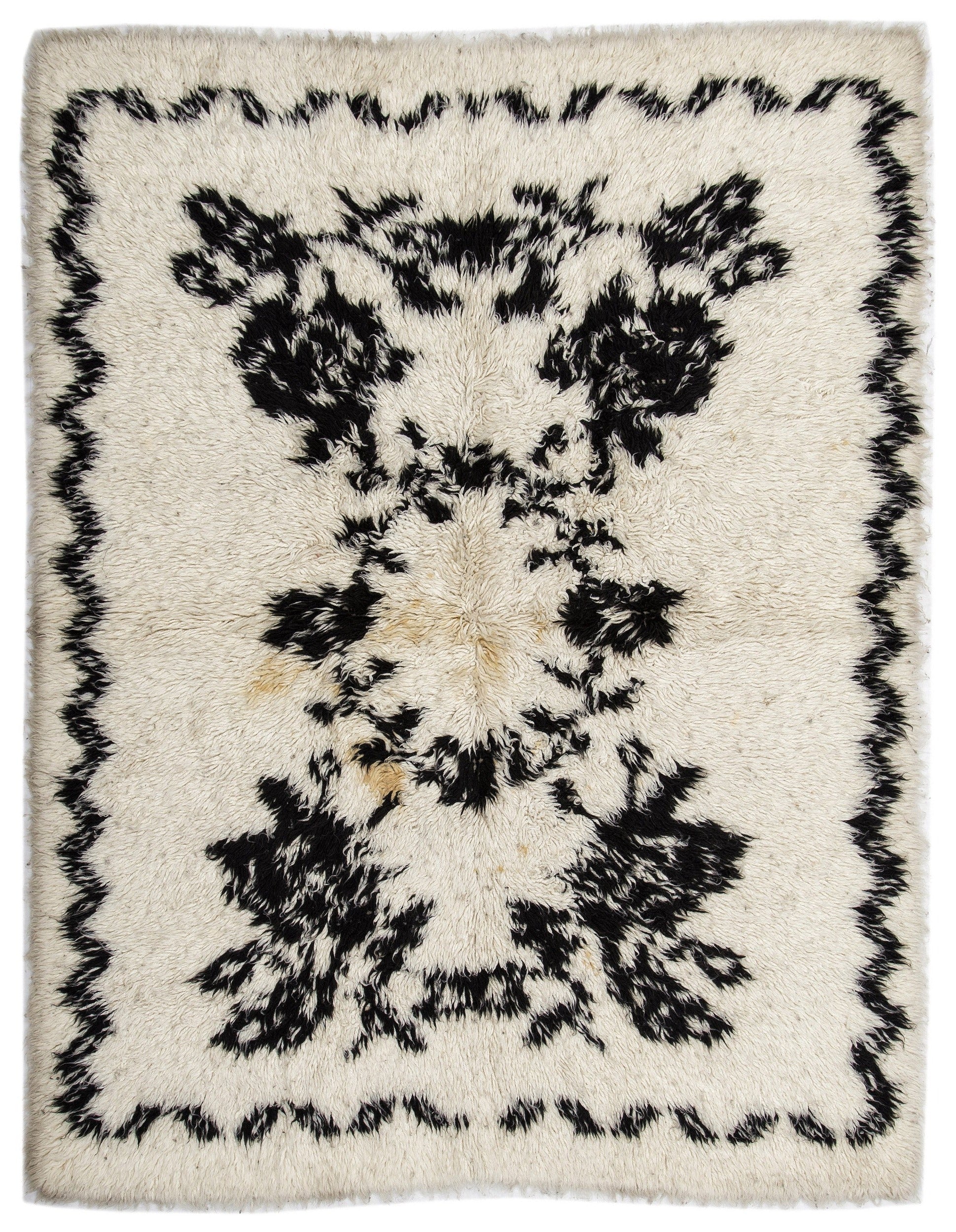 Girit Beige Floral Wool Handmade Area Rug 5'1" x 6'11"