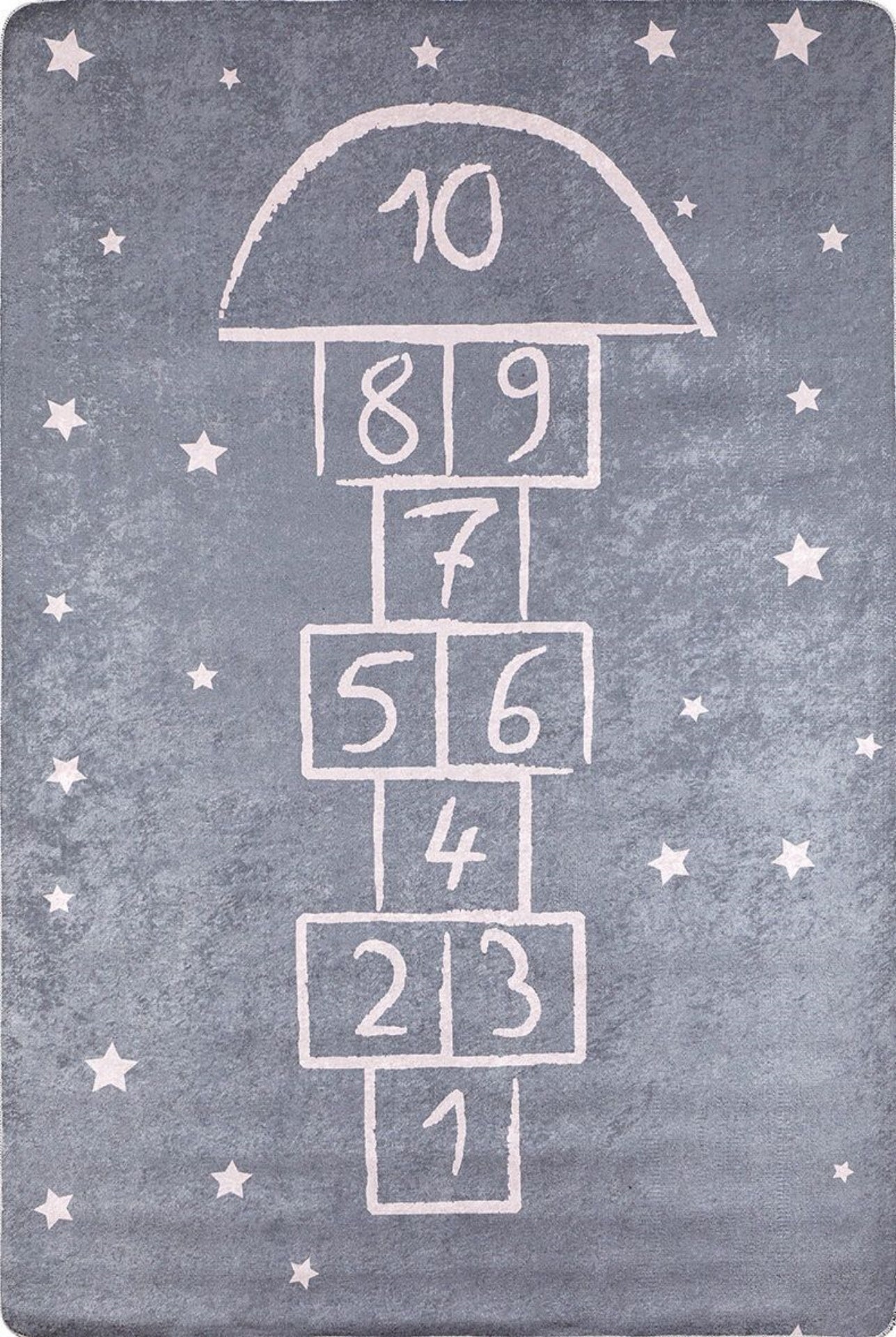 Kids Digital Print Rug – Grey Figured Pattern Carpet | Antibacterial, Non Slip Playroom Mat