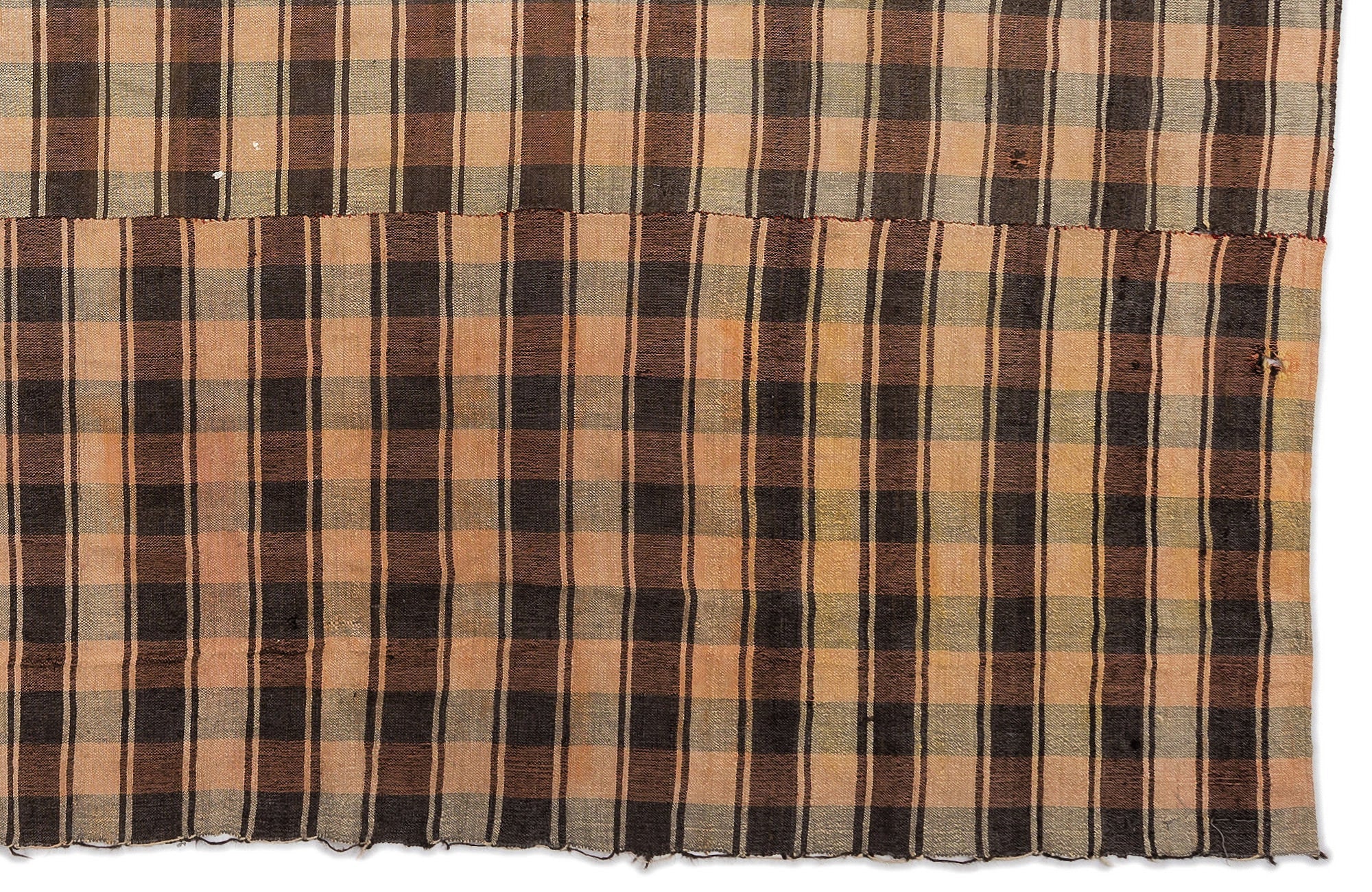 Girit Beige Striped Wool Handmade Area Rug 6'11" x 9'4"
