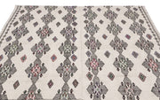 Girit Beige Figured Wool Handmade Area Rug 6'6" x 7'7"