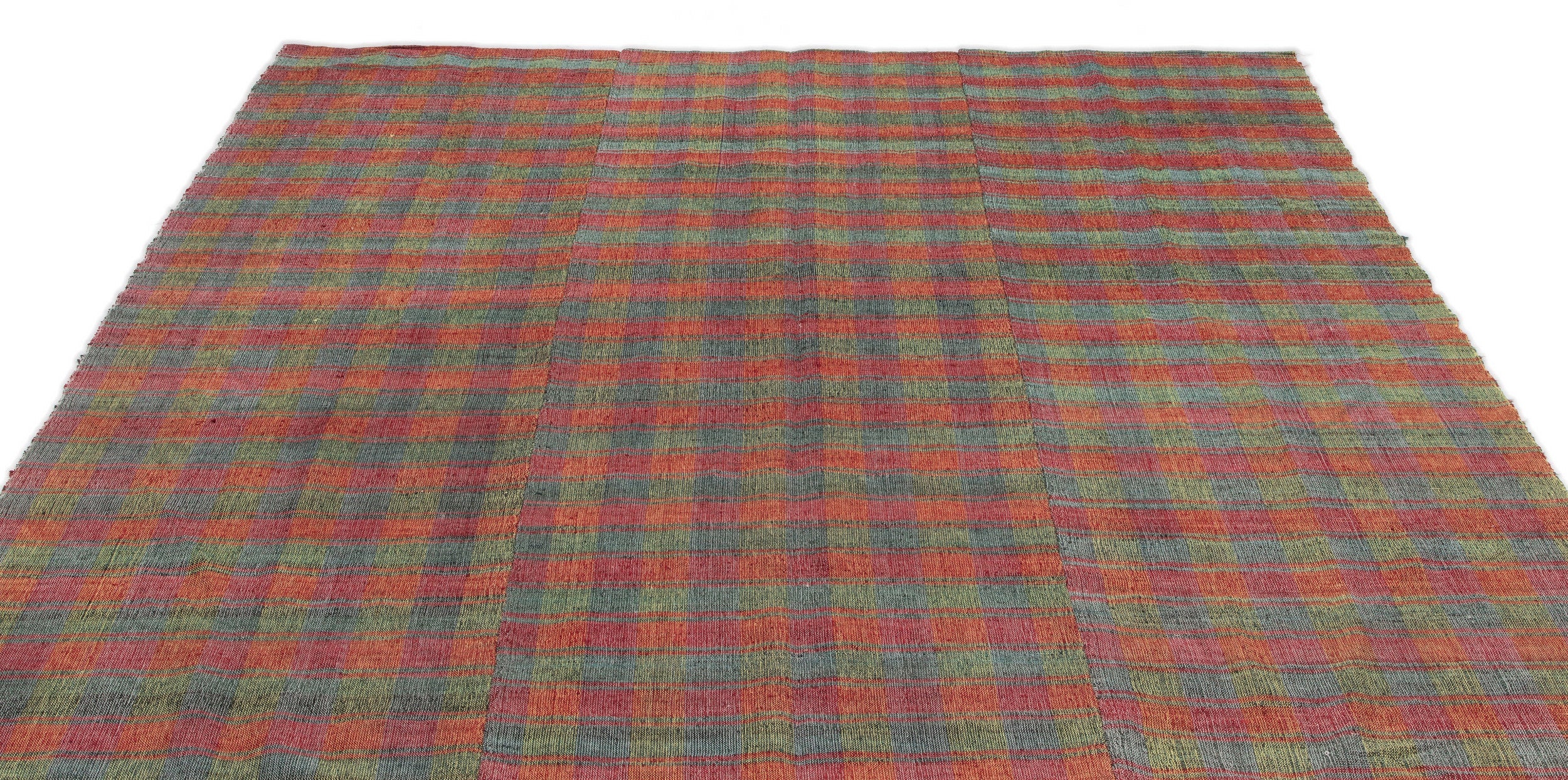 Girit Beige Striped Wool Handmade Area Rug 6'11" x 7'5"