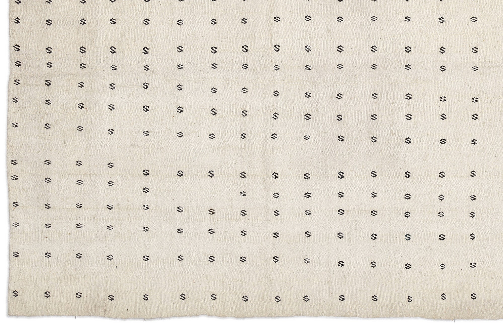 Girit Beige Figured Wool Handmade Area Rug 5'4" x 8'8"
