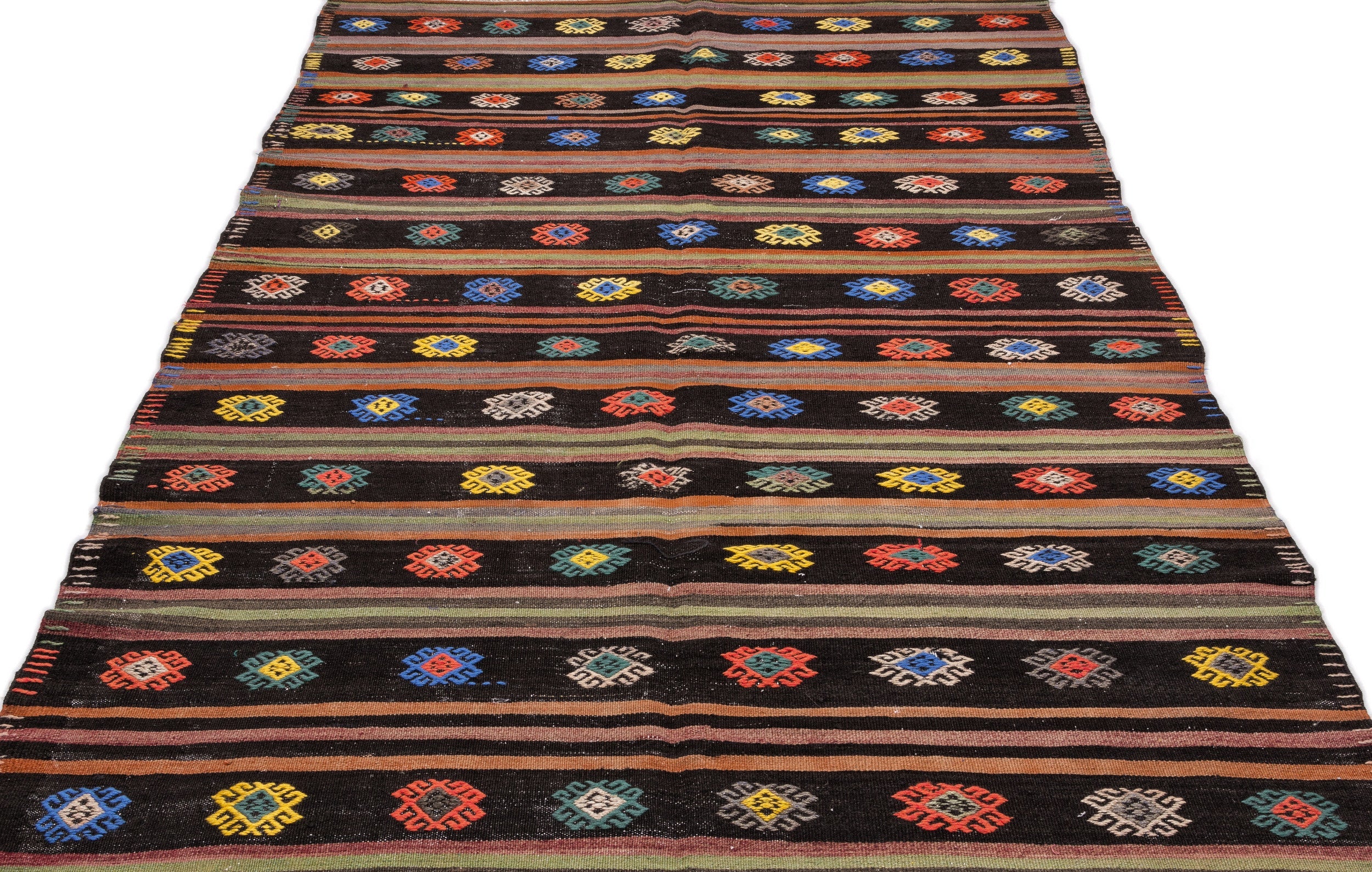 Girit Beige Striped Wool Handmade Area Rug 5'8" x 10'11"