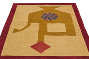Teselya Yellow Patchwork Wool Handmade Area Rug 4'5" x 6'4"