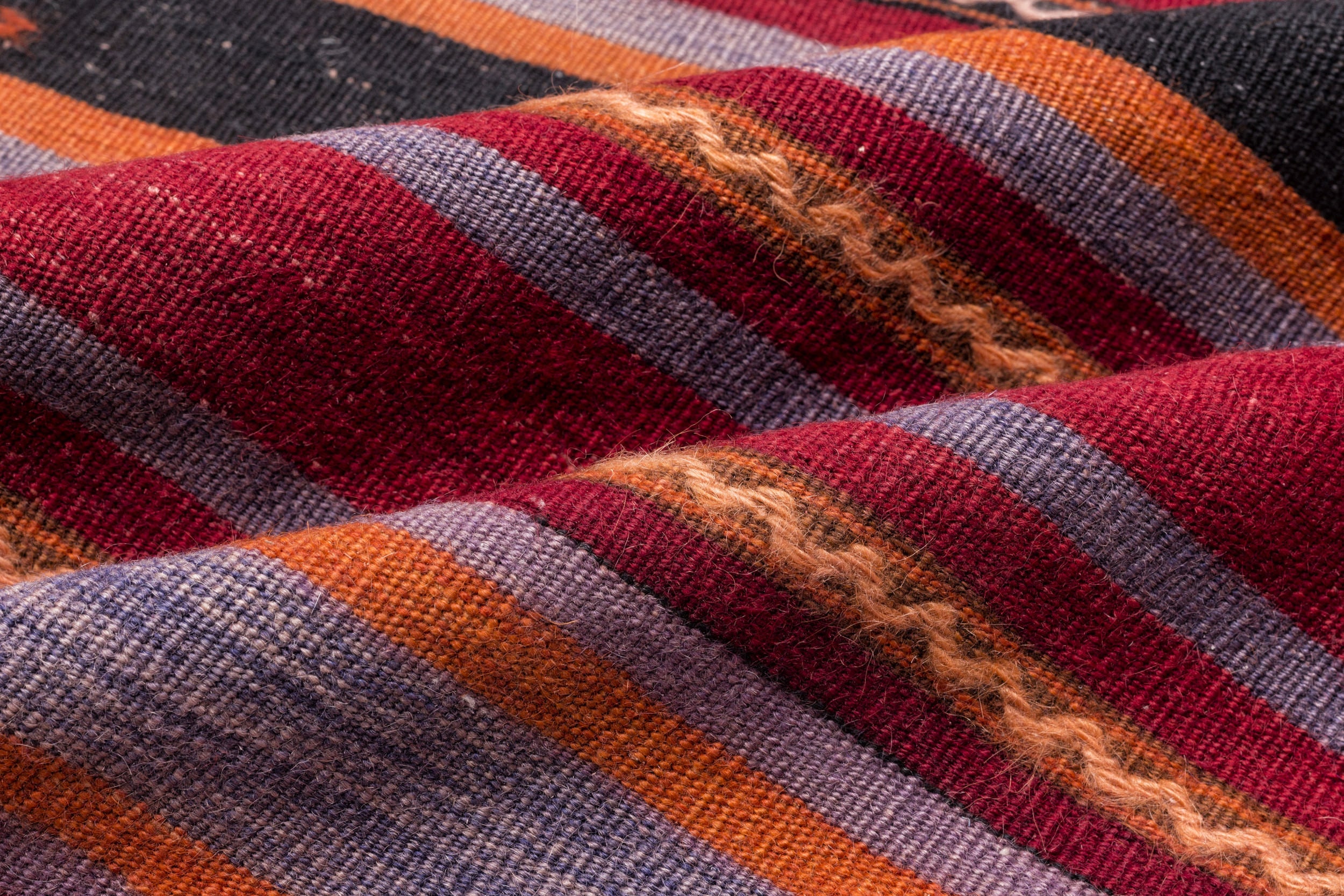 Girit Beige Striped Wool Handmade Area Rug 6'2" x 9'2"