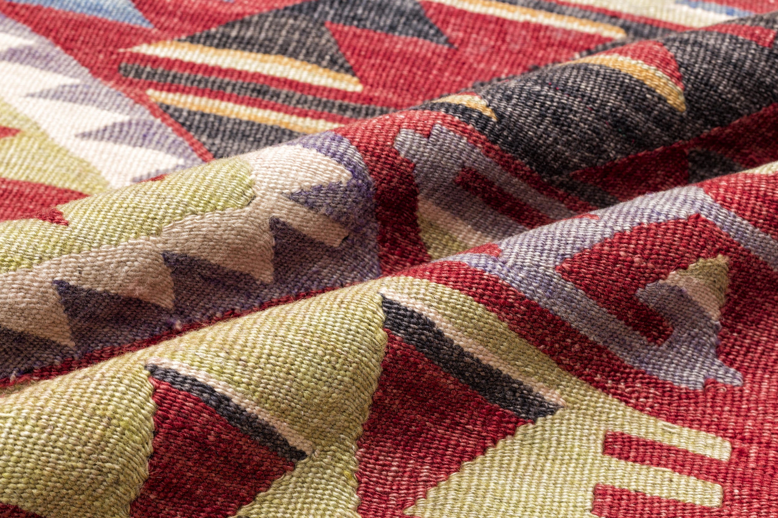 Girit Brown Geometric Wool Handmade Area Rug 5'7" x 9'7"