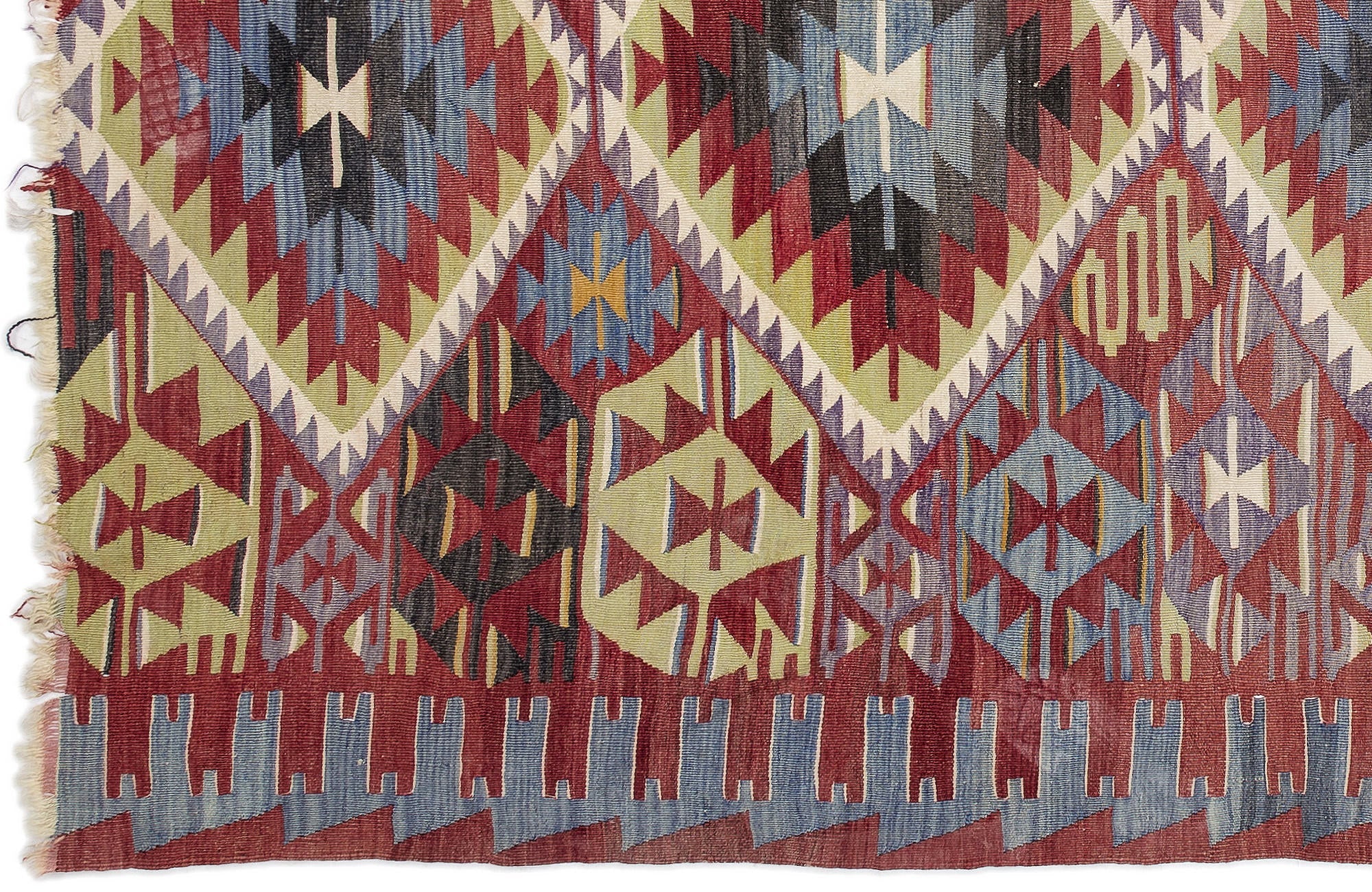 Girit Brown Geometric Wool Handmade Area Rug 5'7" x 9'7"