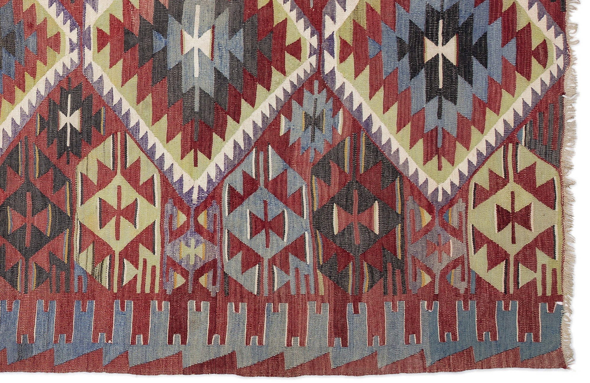 Girit Brown Geometric Wool Handmade Area Rug 5'7" x 9'7"
