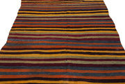 Girit Beige Striped Wool Handmade Area Rug 5'5" x 10'8"