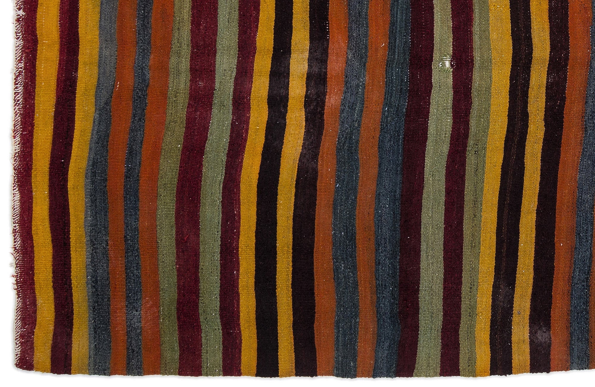 Girit Beige Striped Wool Handmade Area Rug 5'5" x 10'8"