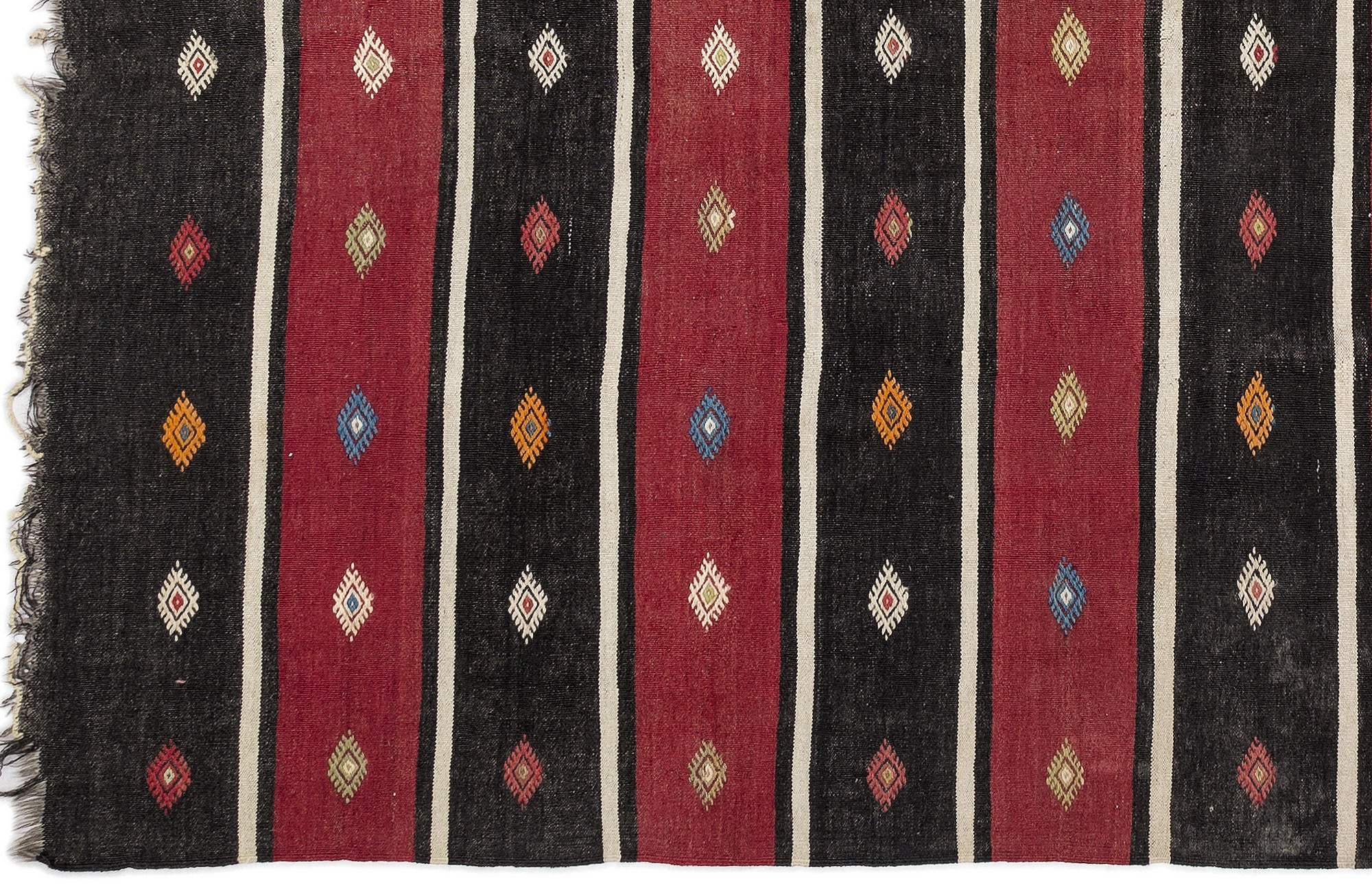 Girit Beige Striped Wool Handmade Area Rug 5'7" x 9'10"