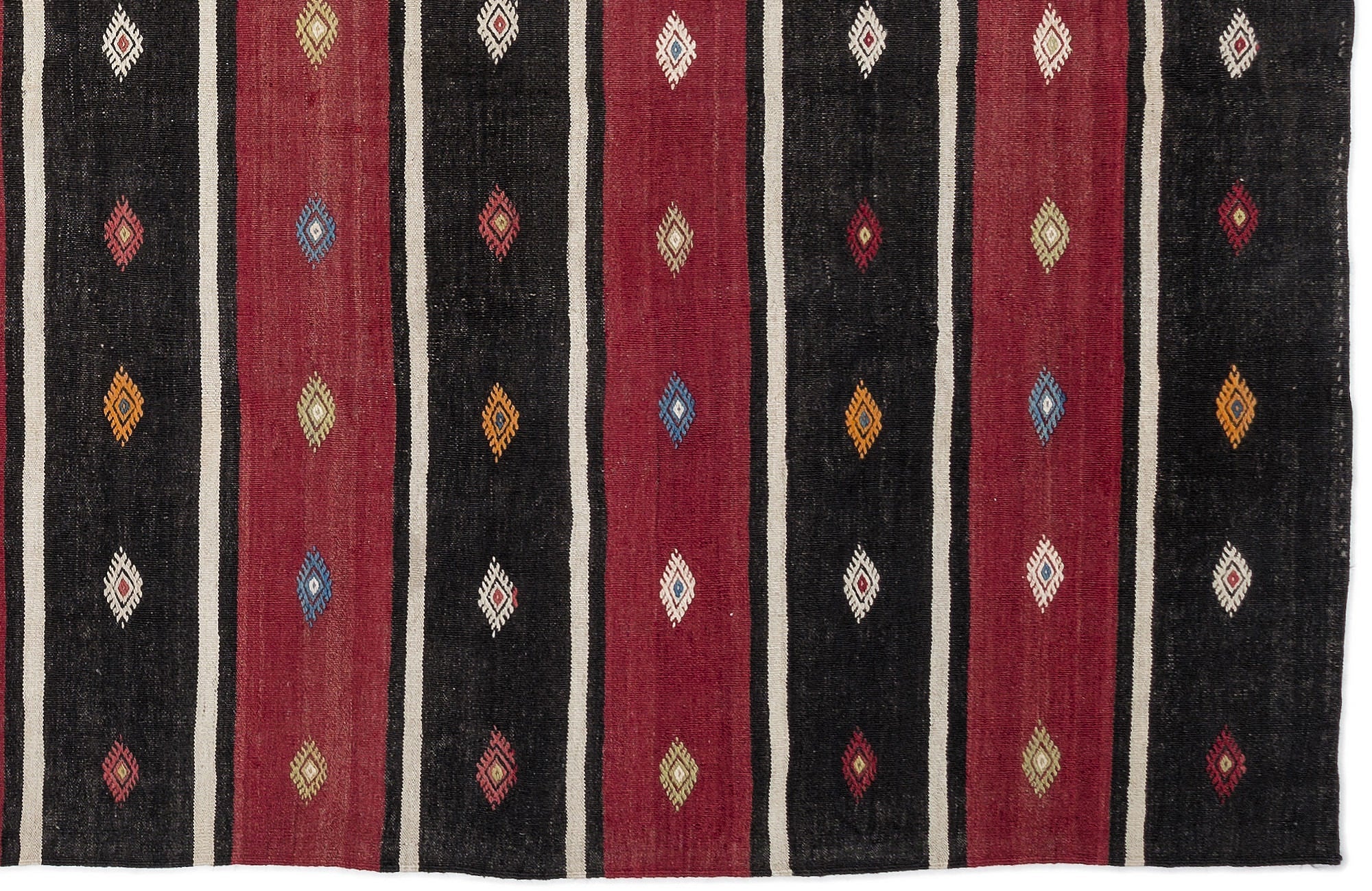 Girit Beige Striped Wool Handmade Area Rug 5'7" x 9'10"