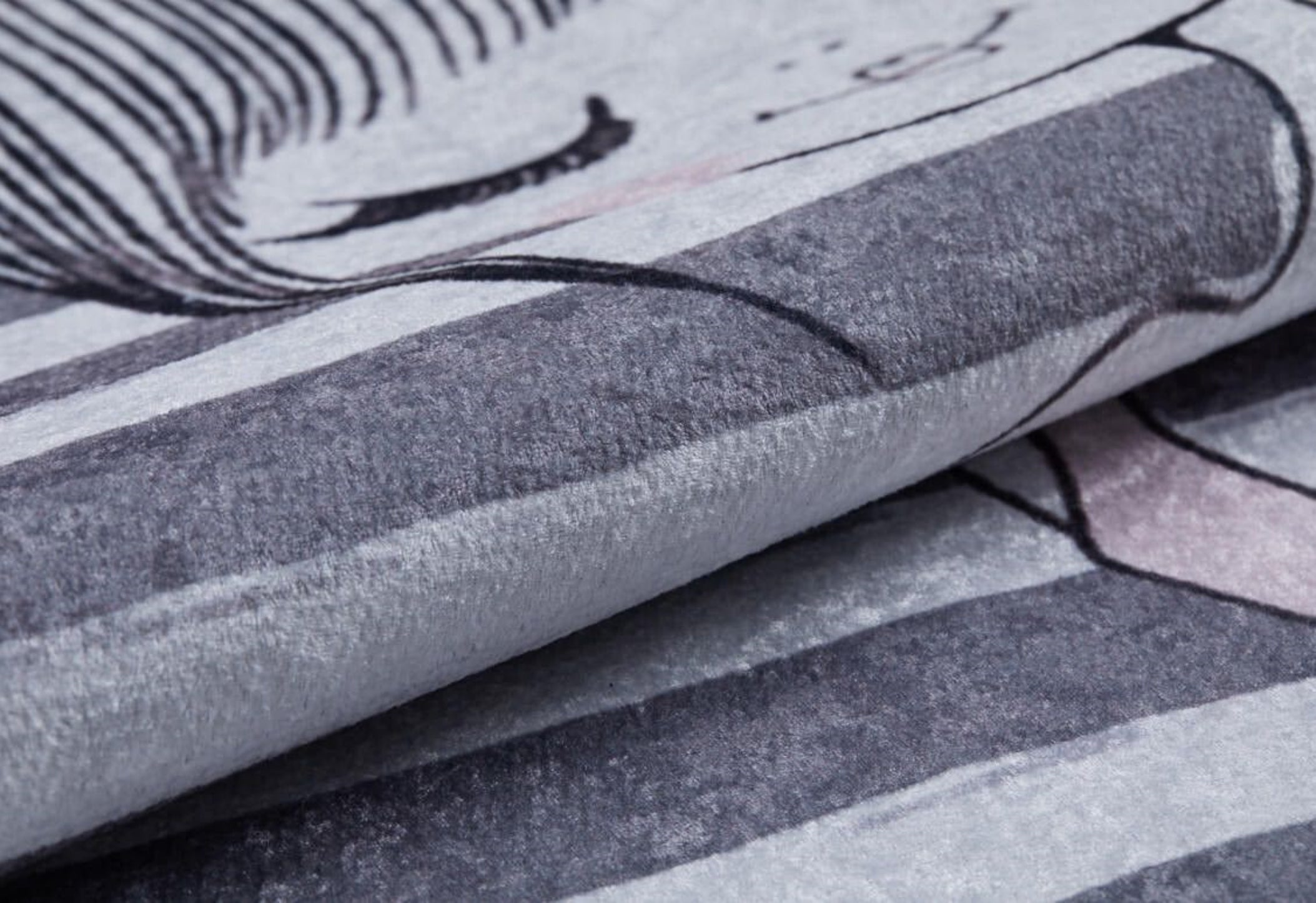 Kids Digital Print Rug – Grey Figured Patterned Kids Carpet | Non Slip, Washable, Allergy Friendly