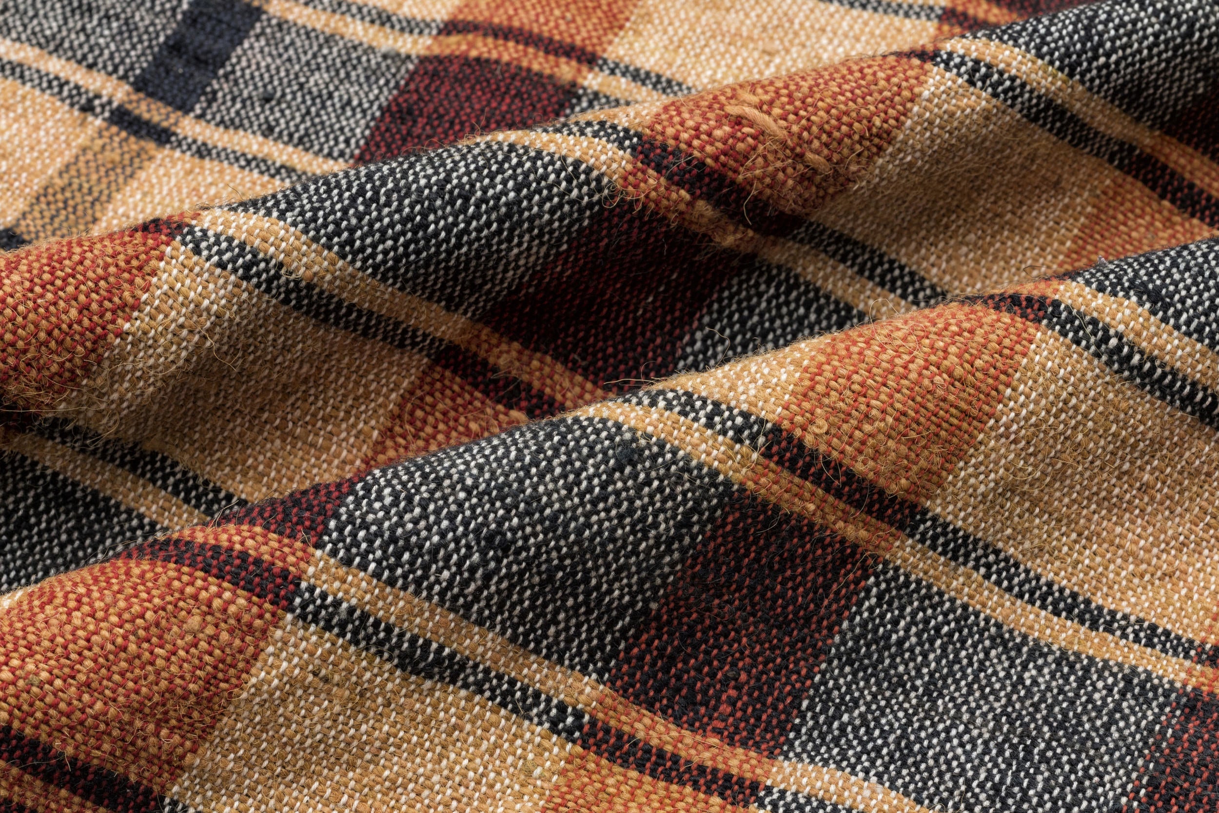 Girit Beige Striped Wool Handmade Area Rug 5'11" x 9'5"