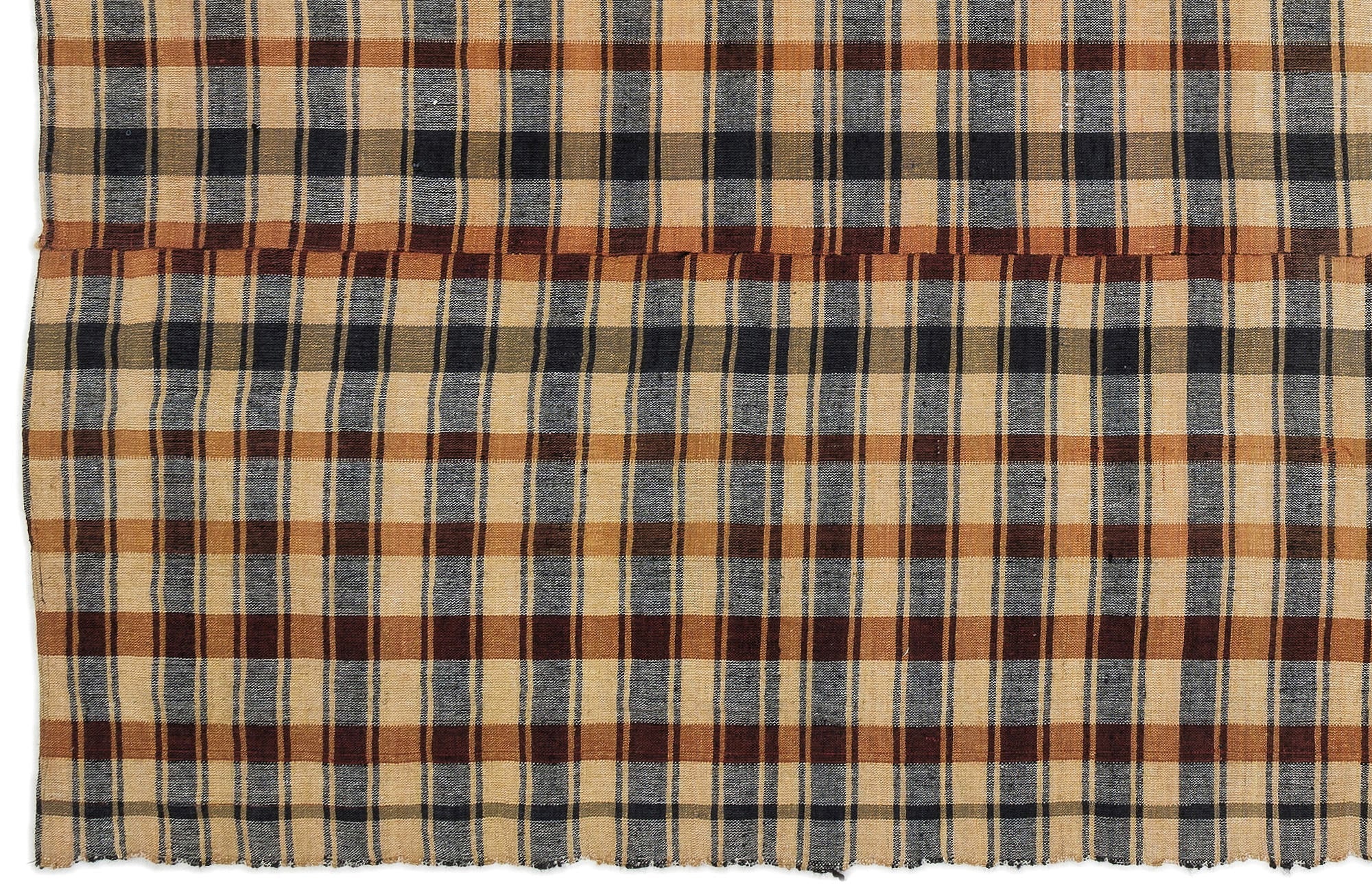 Girit Beige Striped Wool Handmade Area Rug 5'11" x 9'5"