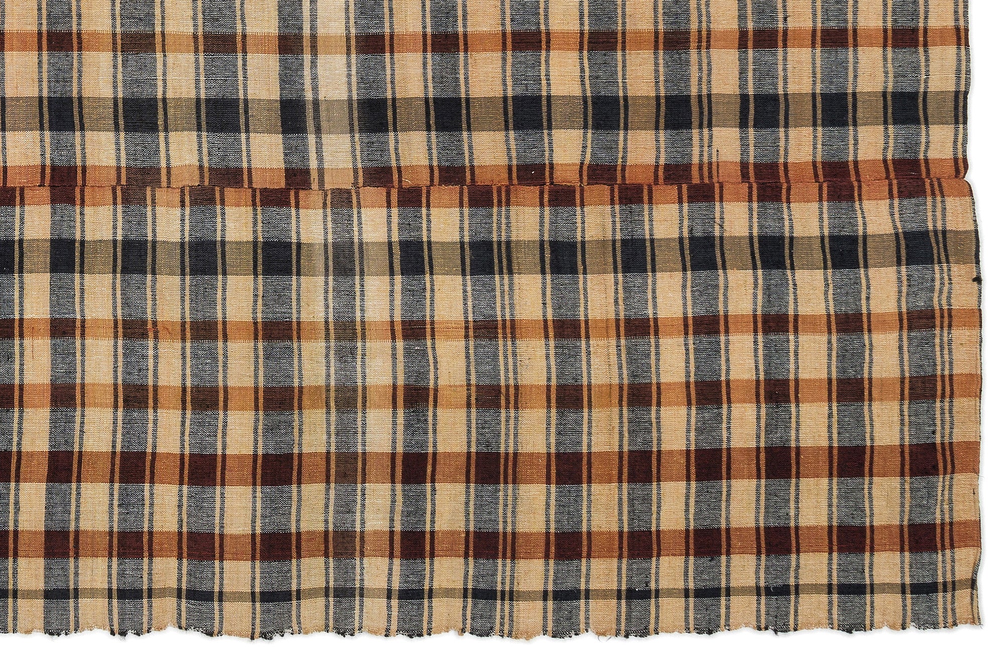 Girit Beige Striped Wool Handmade Area Rug 5'11" x 9'5"