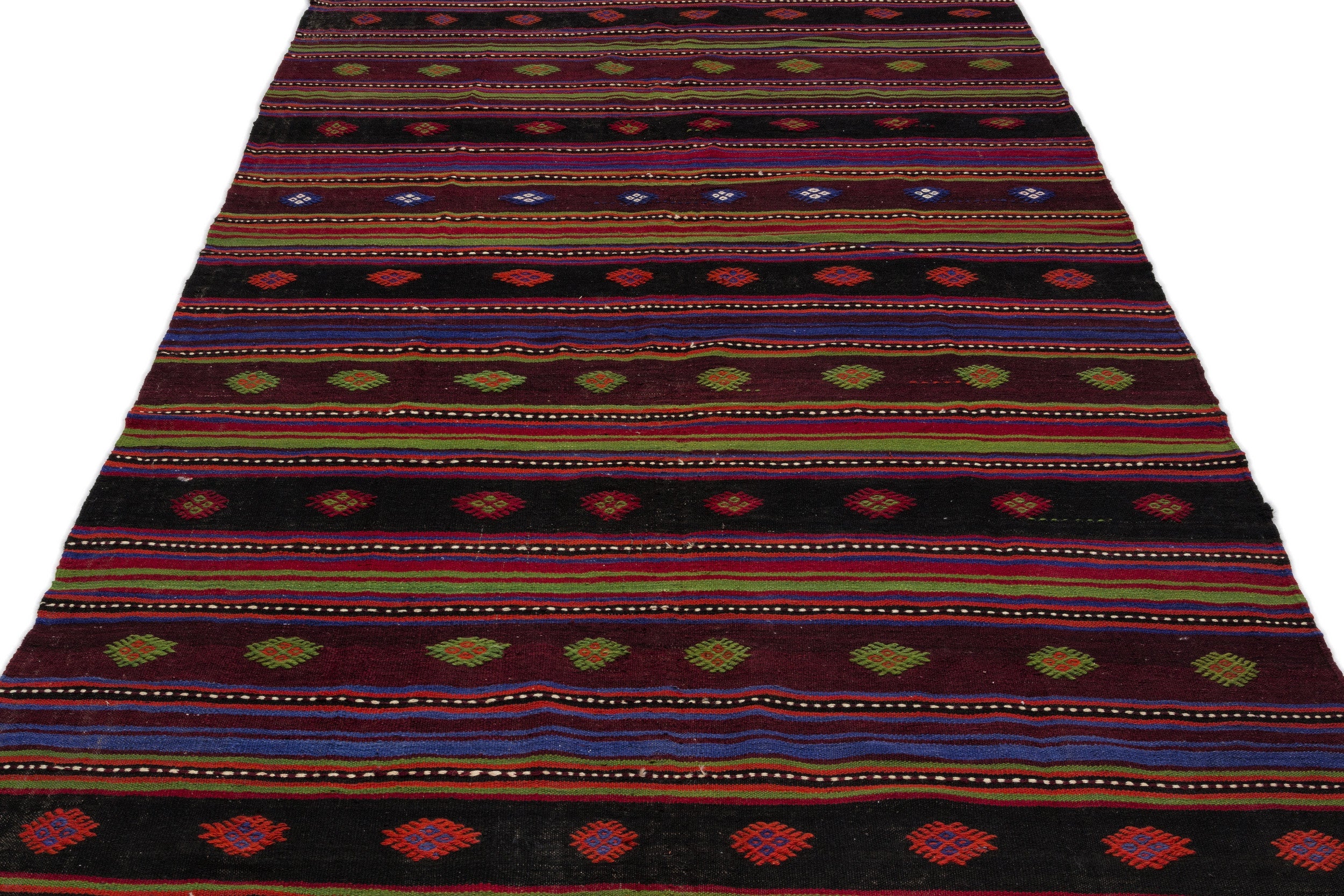 Girit Beige Striped Wool Handmade Area Rug 5'9" x 10'6"