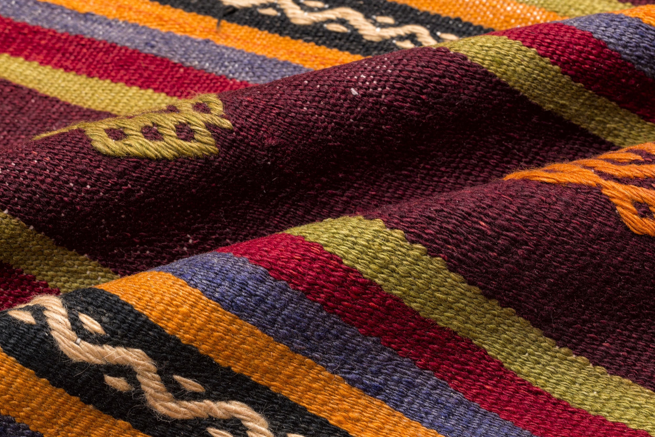 Girit Multy Striped Wool Handmade Area Rug 5'0" x 10'7"