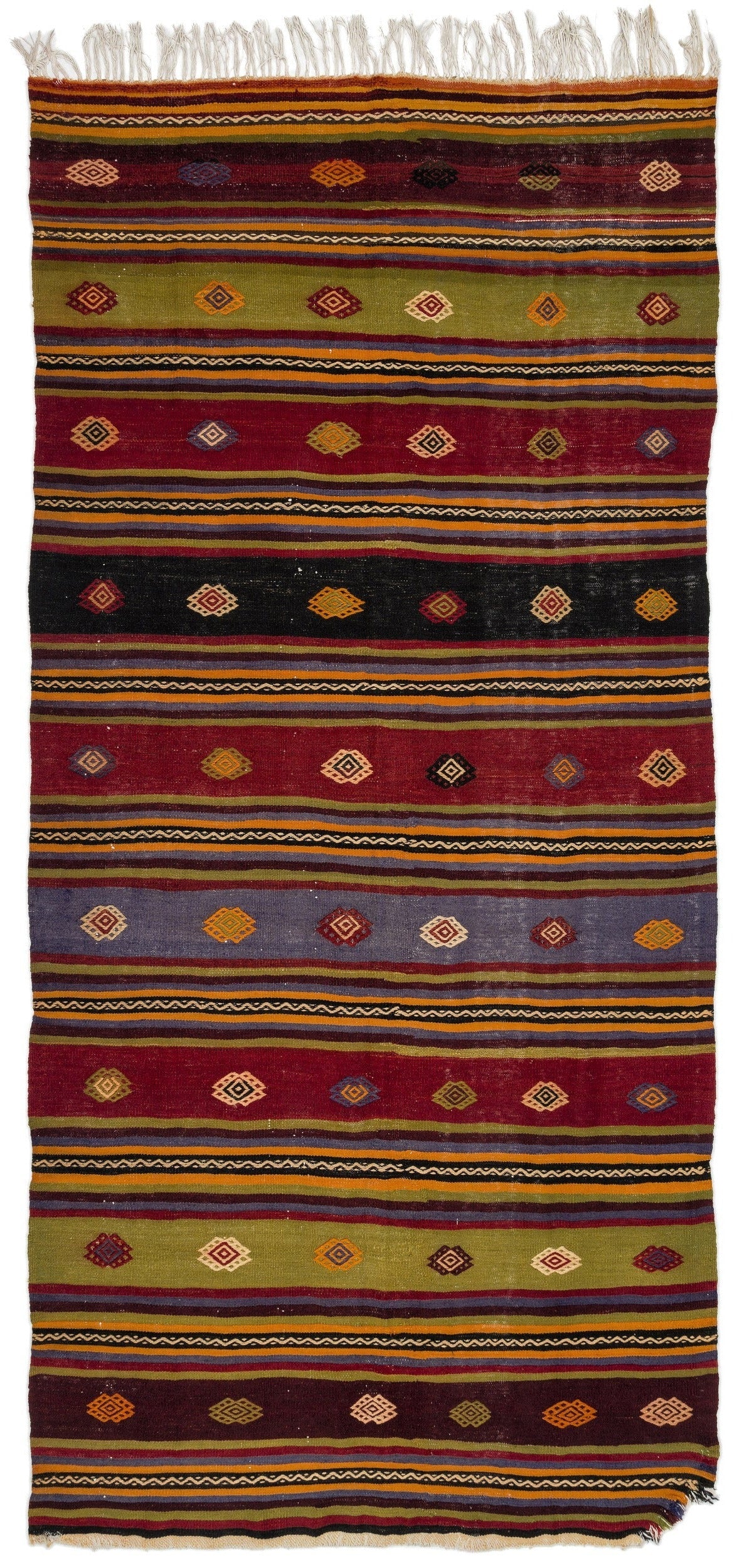 Girit Multy Striped Wool Handmade Area Rug 5'0" x 10'7"