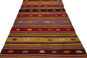 Girit Multy Striped Wool Handmade Area Rug 5'0" x 10'7"