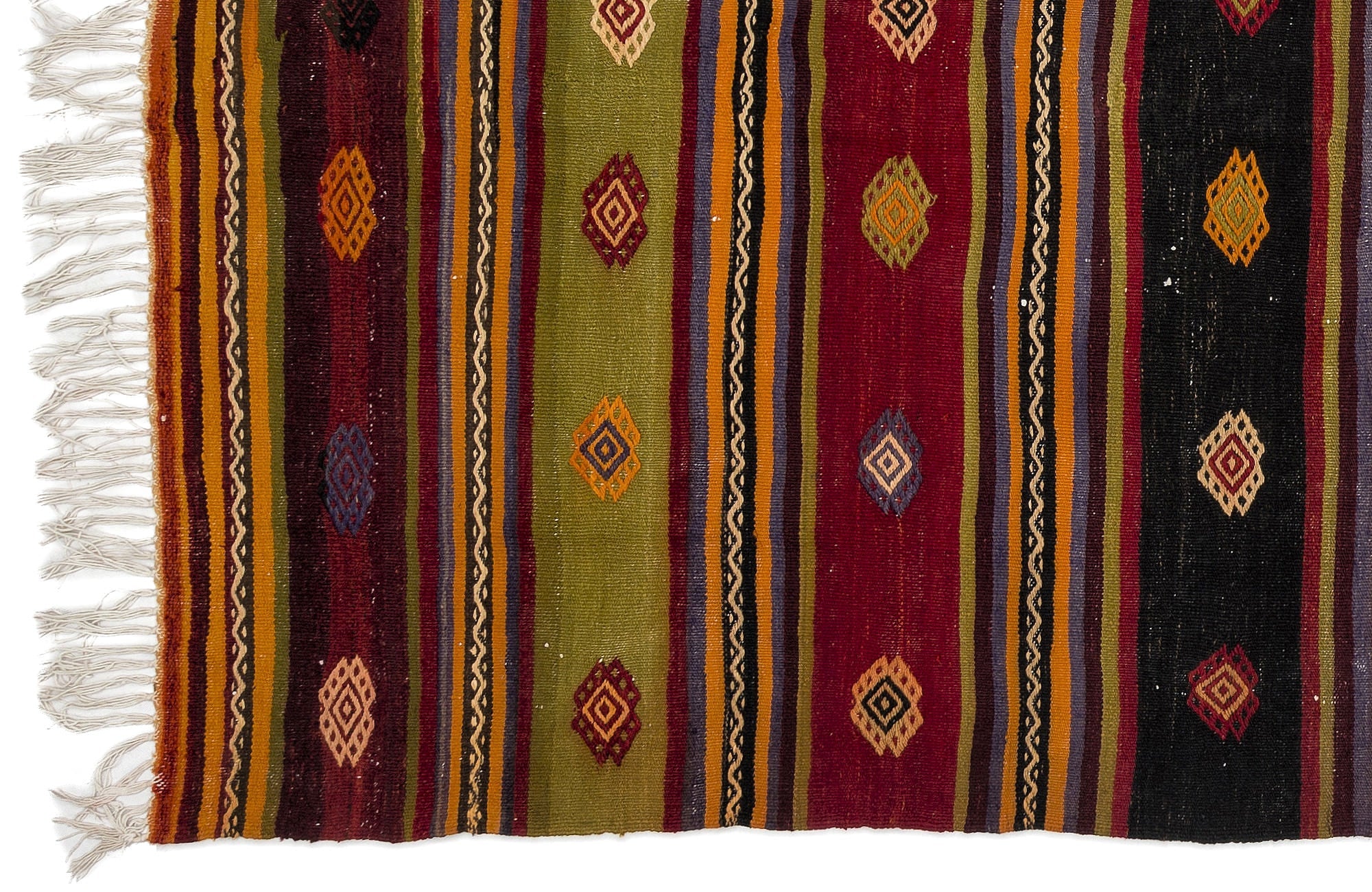 Girit Multy Striped Wool Handmade Area Rug 5'0" x 10'7"
