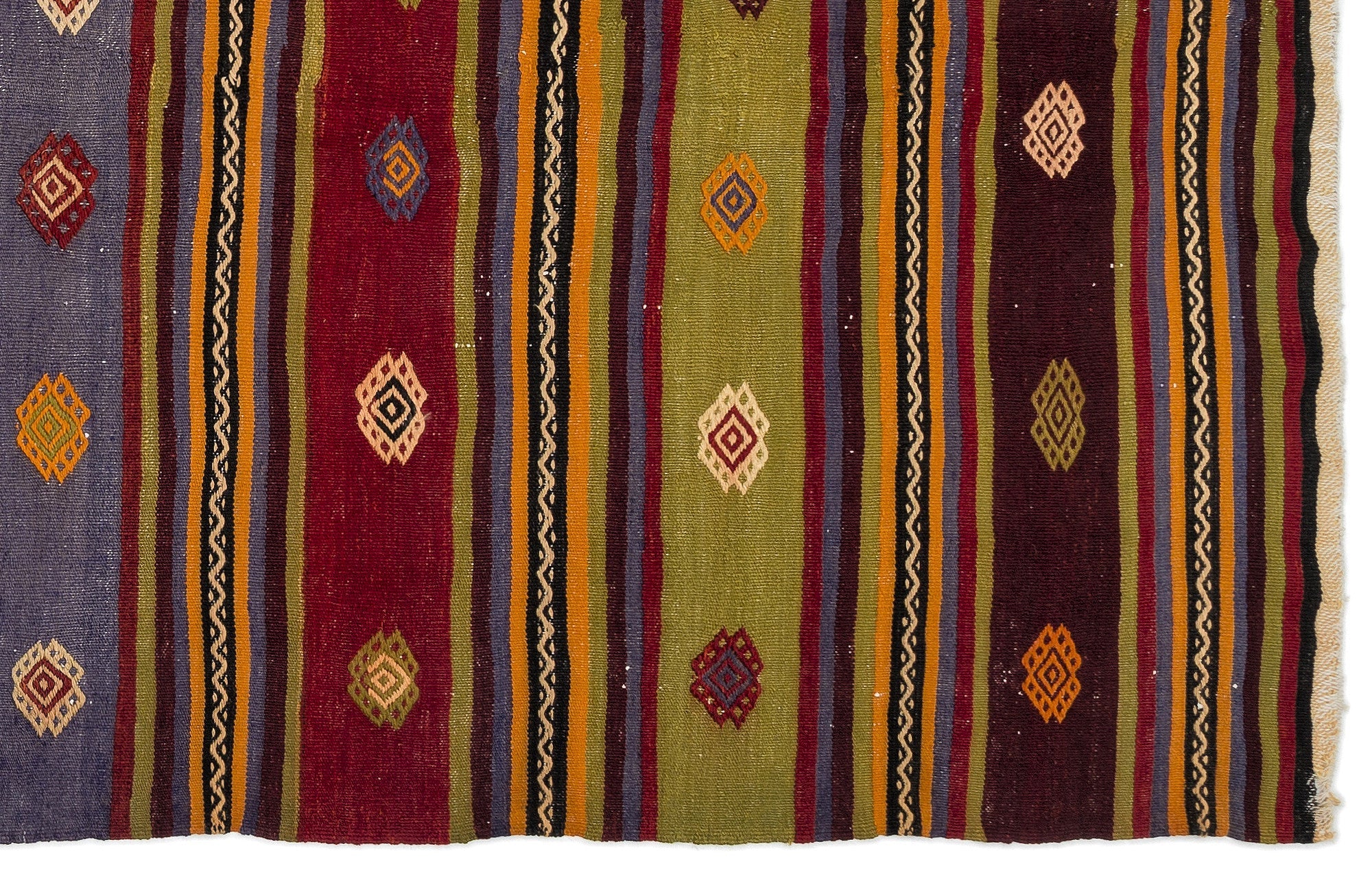 Girit Multy Striped Wool Handmade Area Rug 5'0" x 10'7"