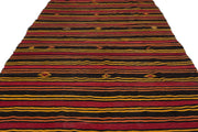 Girit Beige Striped Wool Handmade Area Rug 6'10" x 12'3"
