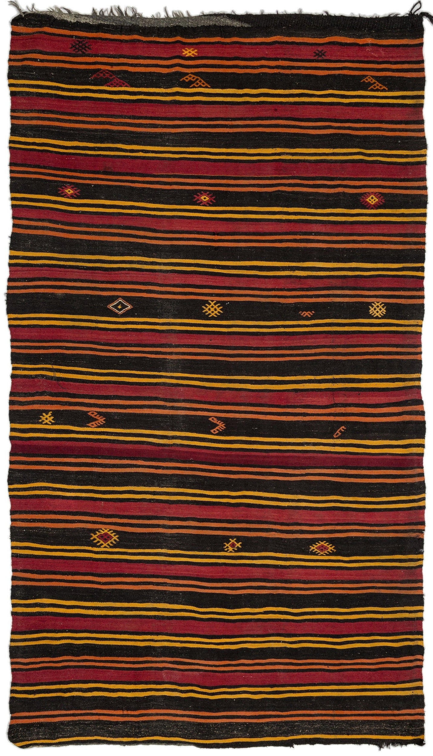 Girit Beige Striped Wool Handmade Area Rug 6'10" x 12'3"