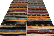 Girit Beige Striped Wool Handmade Area Rug 5'7" x 10'2"