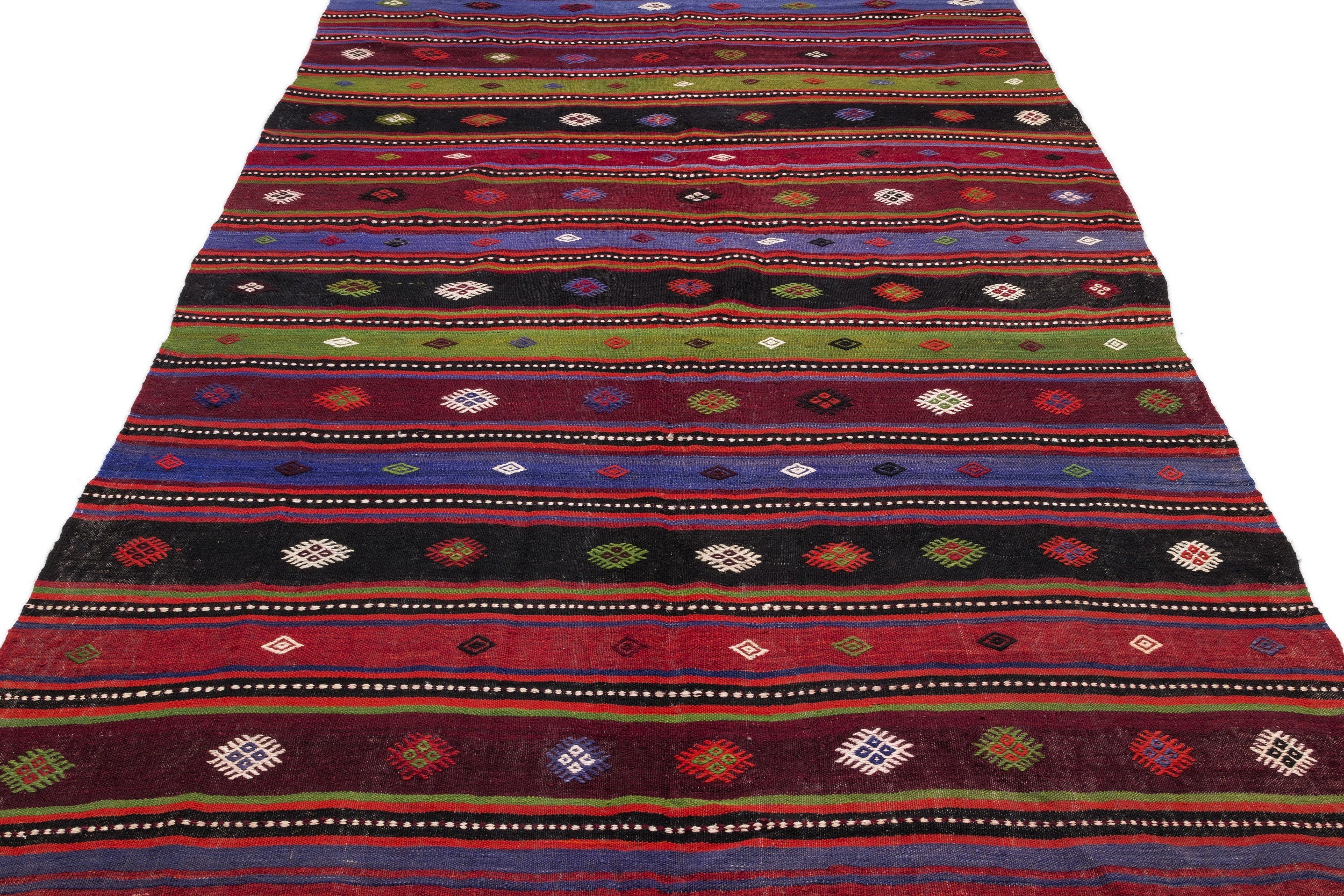 Girit Beige Striped Wool Handmade Area Rug 6'1" x 11'6"