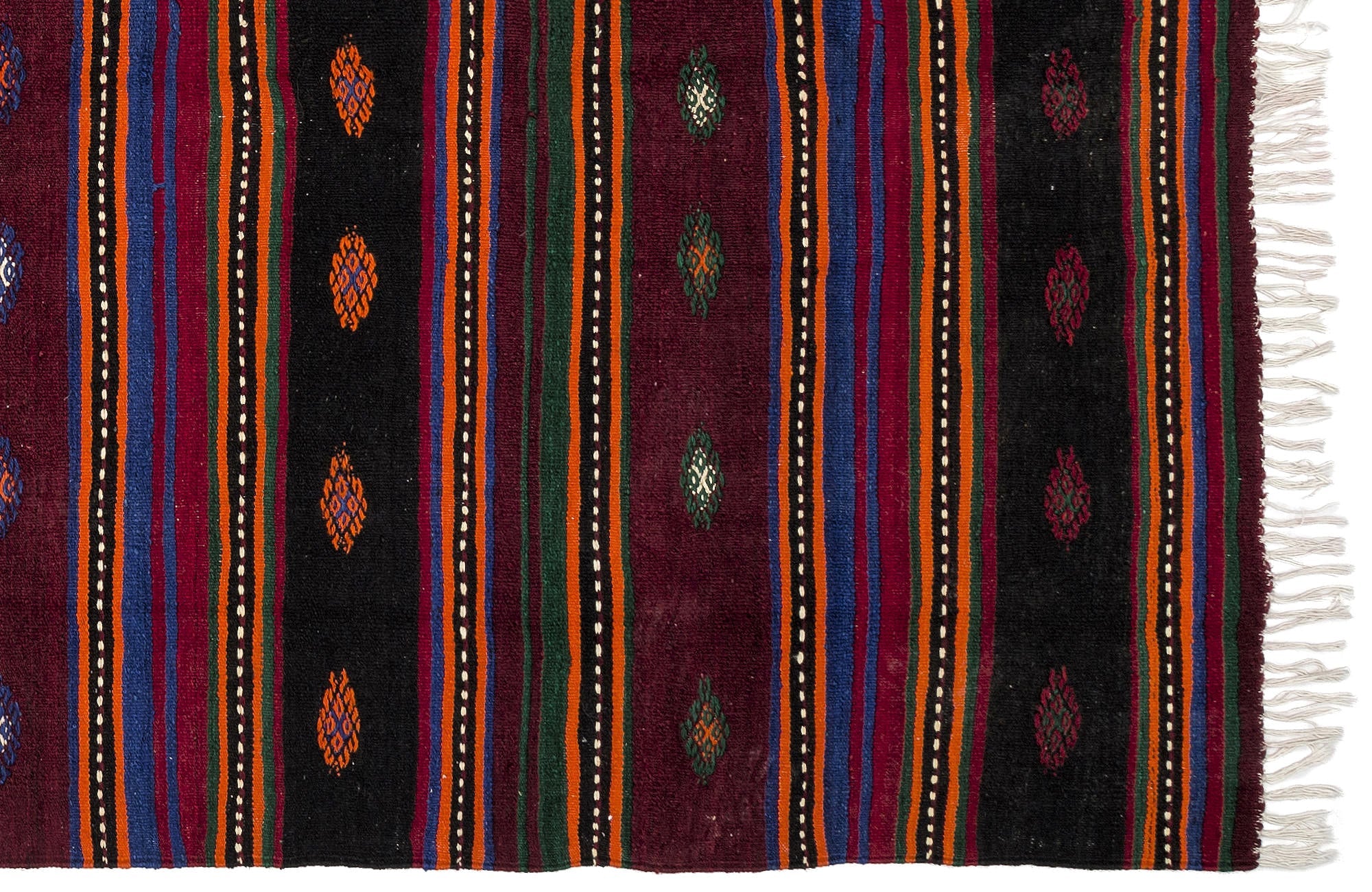 Girit Beige Striped Wool Handmade Area Rug 5'9" x 11'5"
