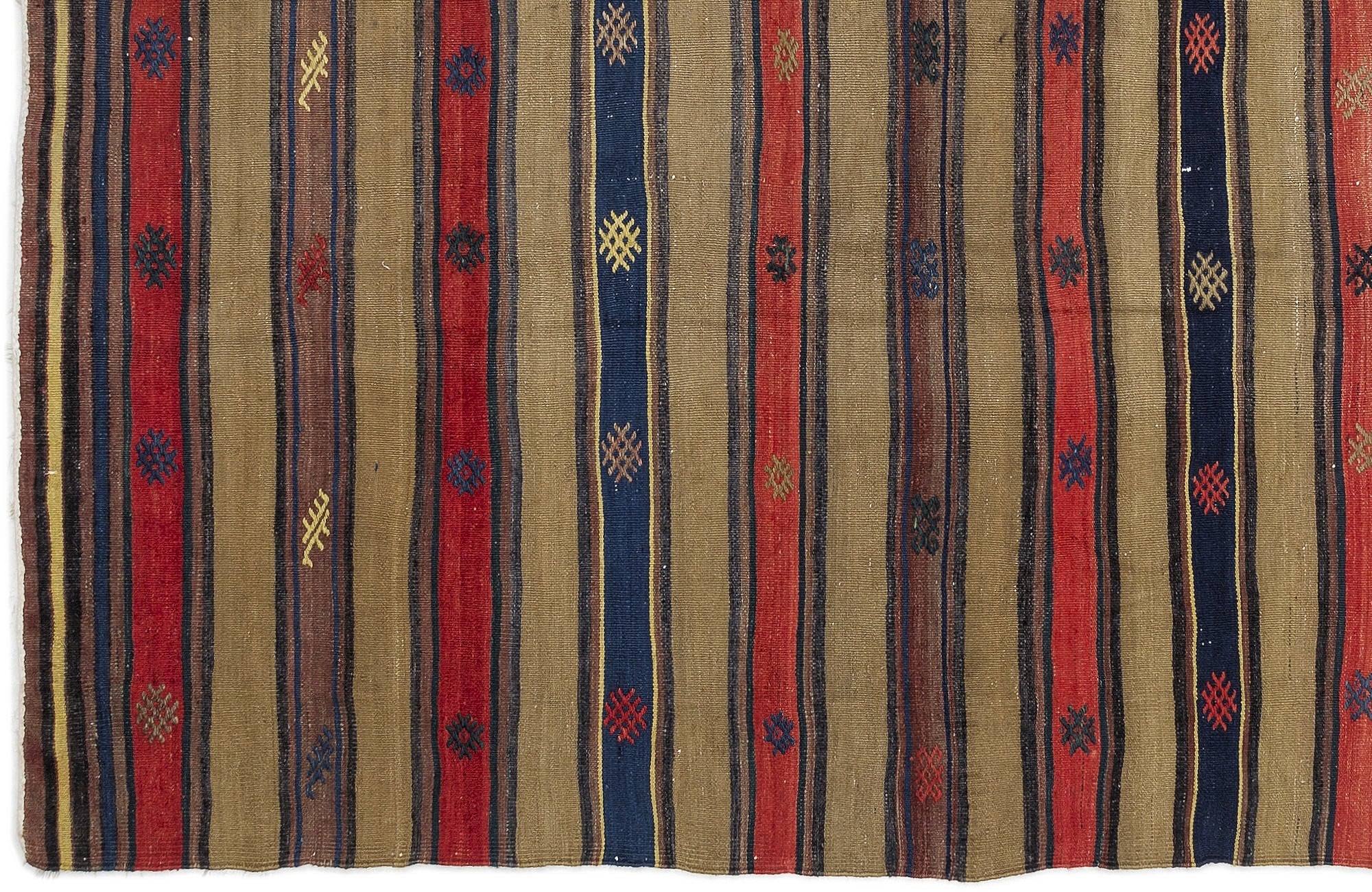 Girit Brown Striped Wool Handmade Area Rug 4'3" x 7'2"