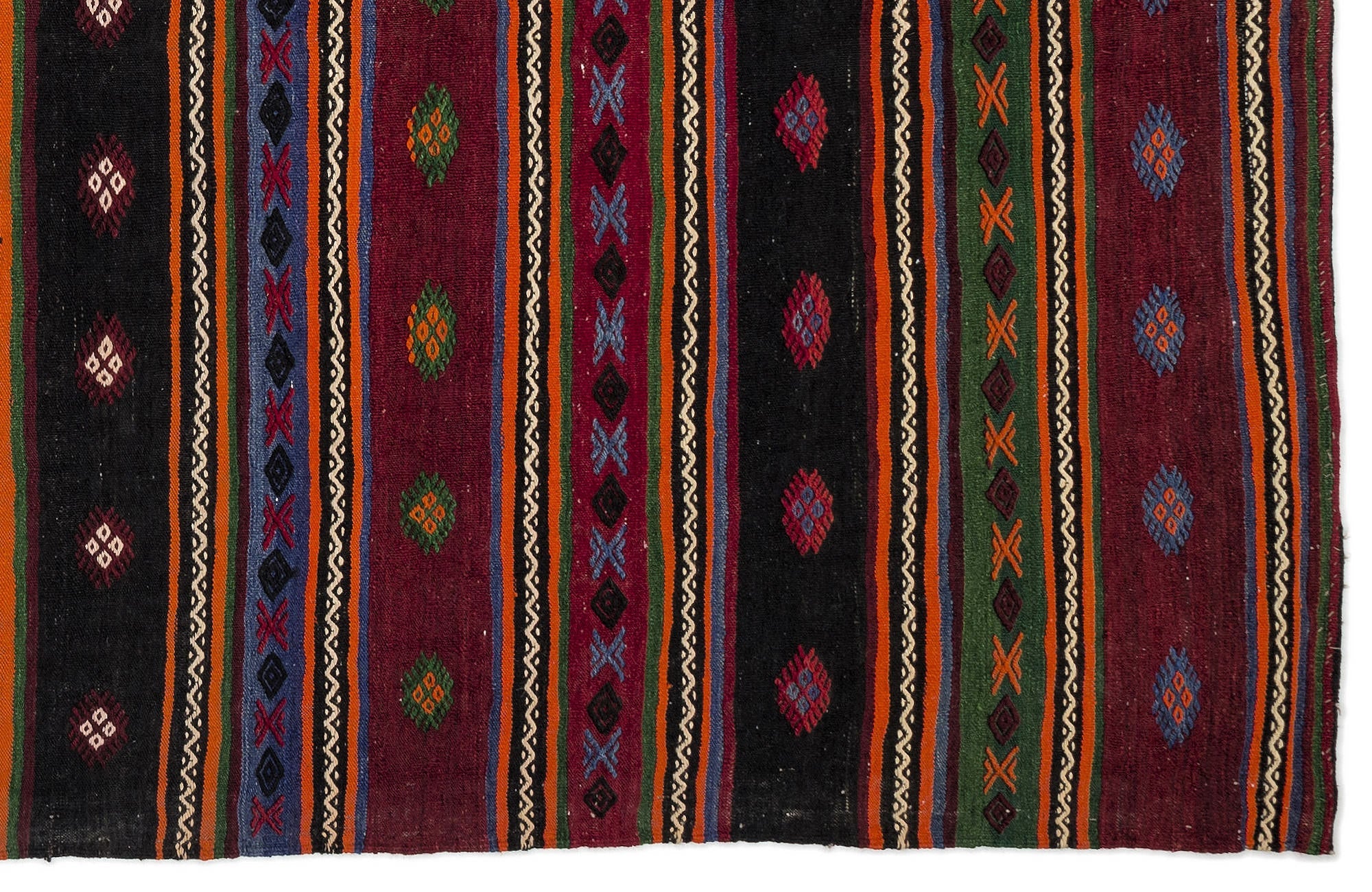 Girit Beige Striped Wool Handmade Area Rug 5'11" x 11'3"