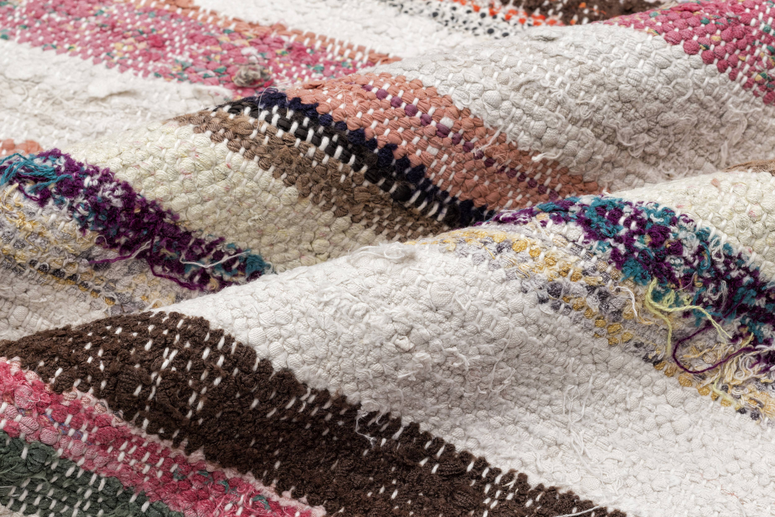 Girit 0963 Beige Striped Wool Handmade Area Rug 5'1" x 9'6"