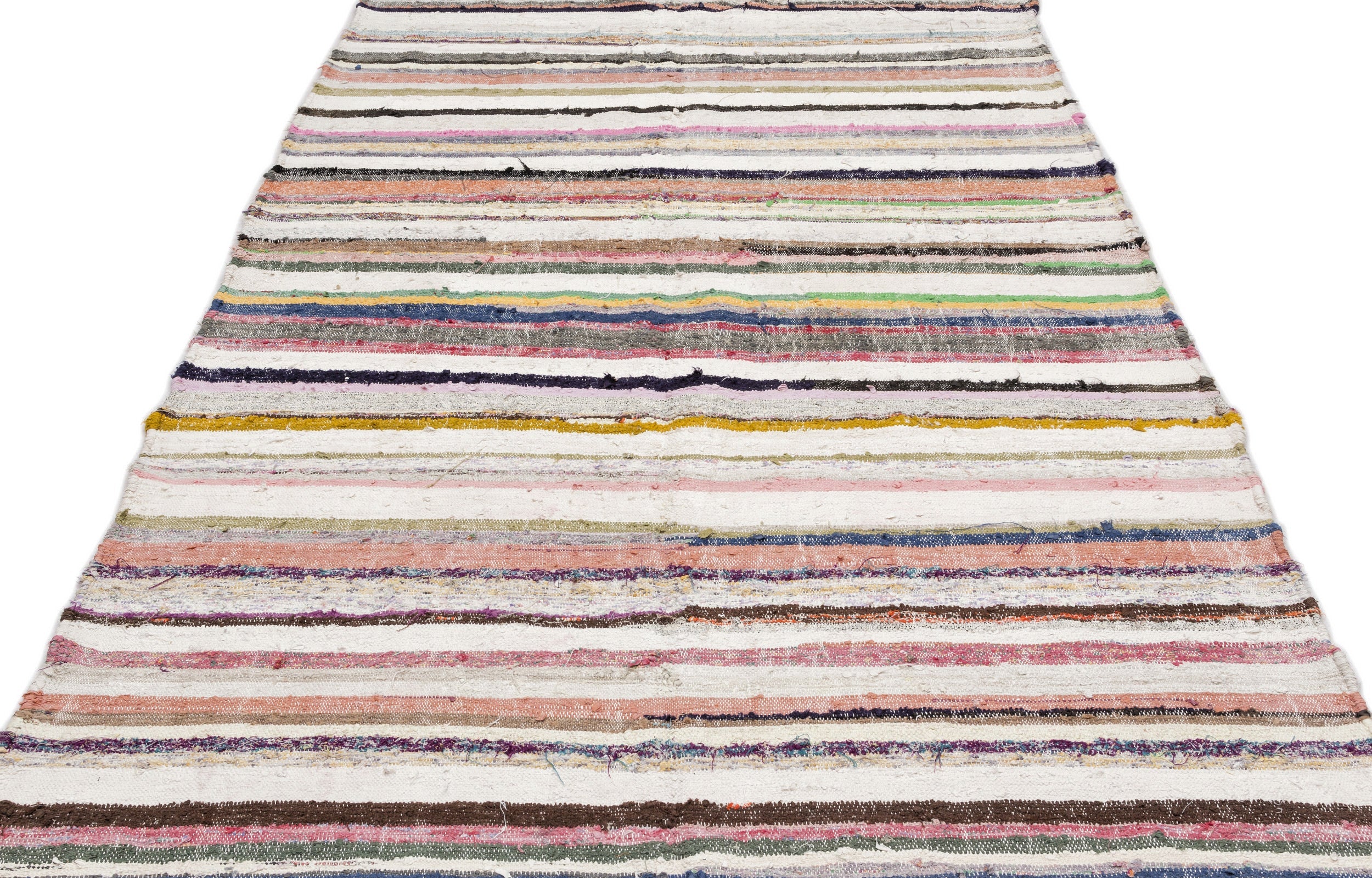Girit 0963 Beige Striped Wool Handmade Area Rug 5'1" x 9'6"