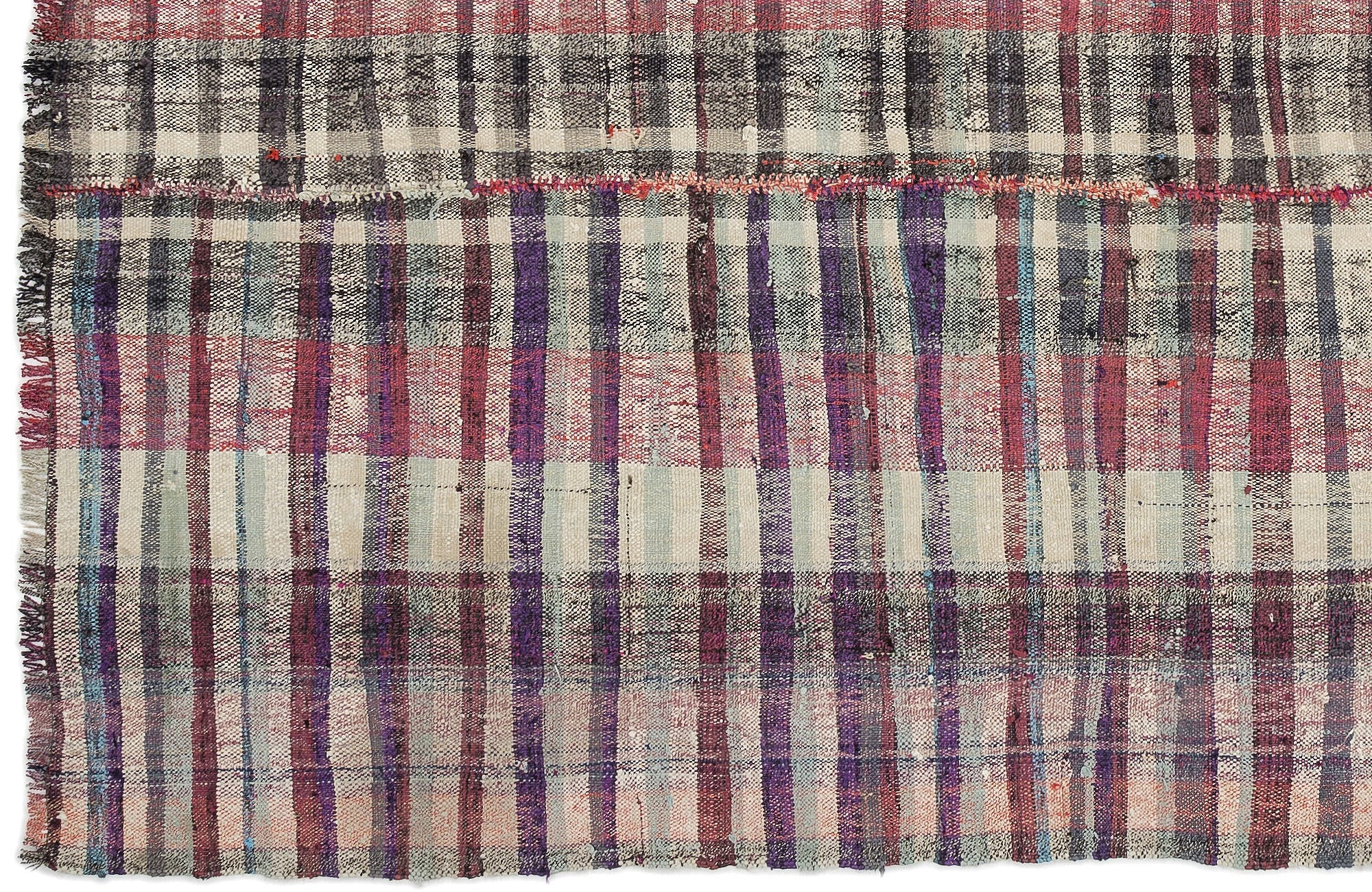 Girit Beige Striped Wool Handmade Area Rug 4'8" x 8'1"