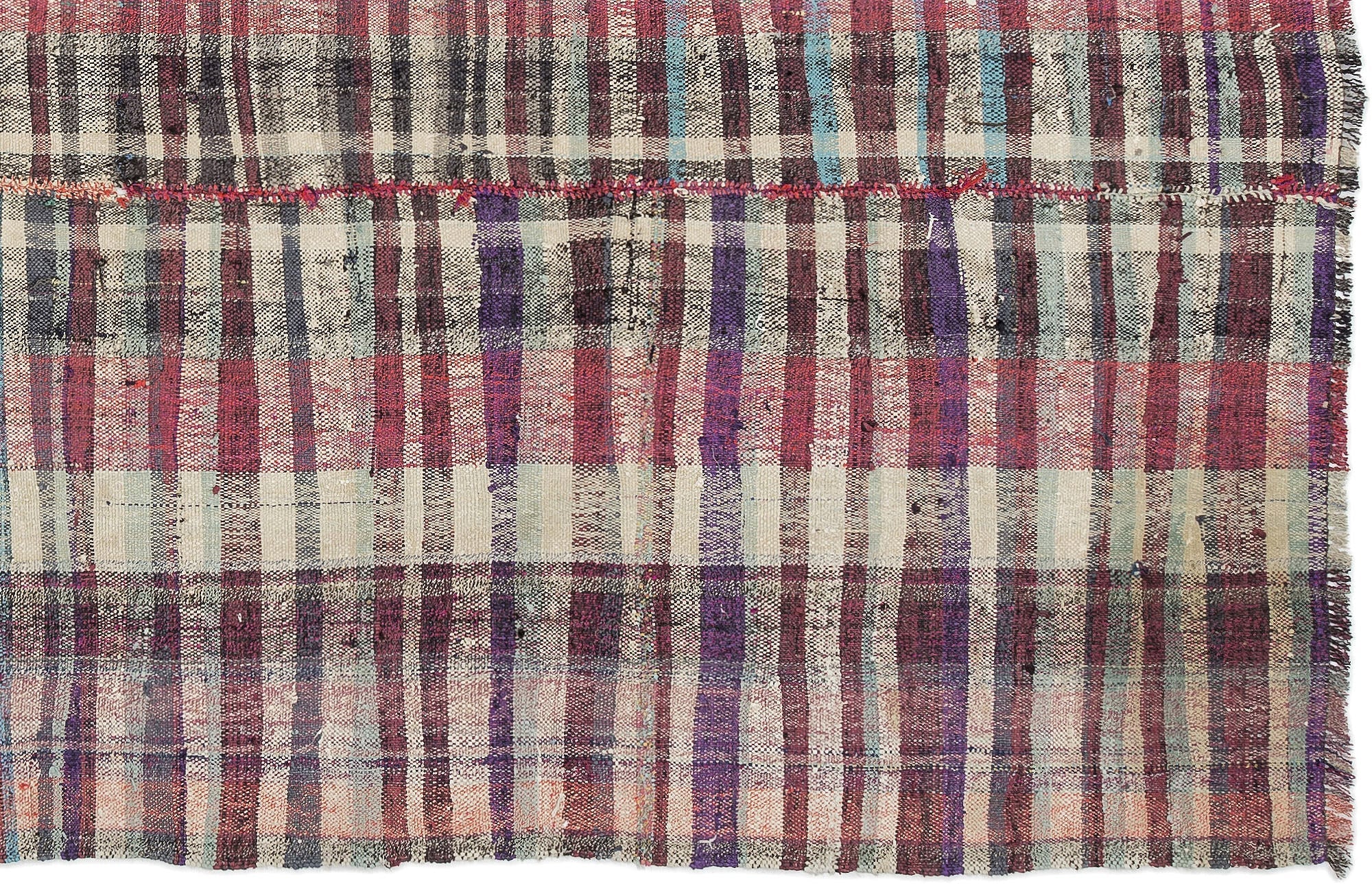 Girit Beige Striped Wool Handmade Area Rug 4'8" x 8'1"