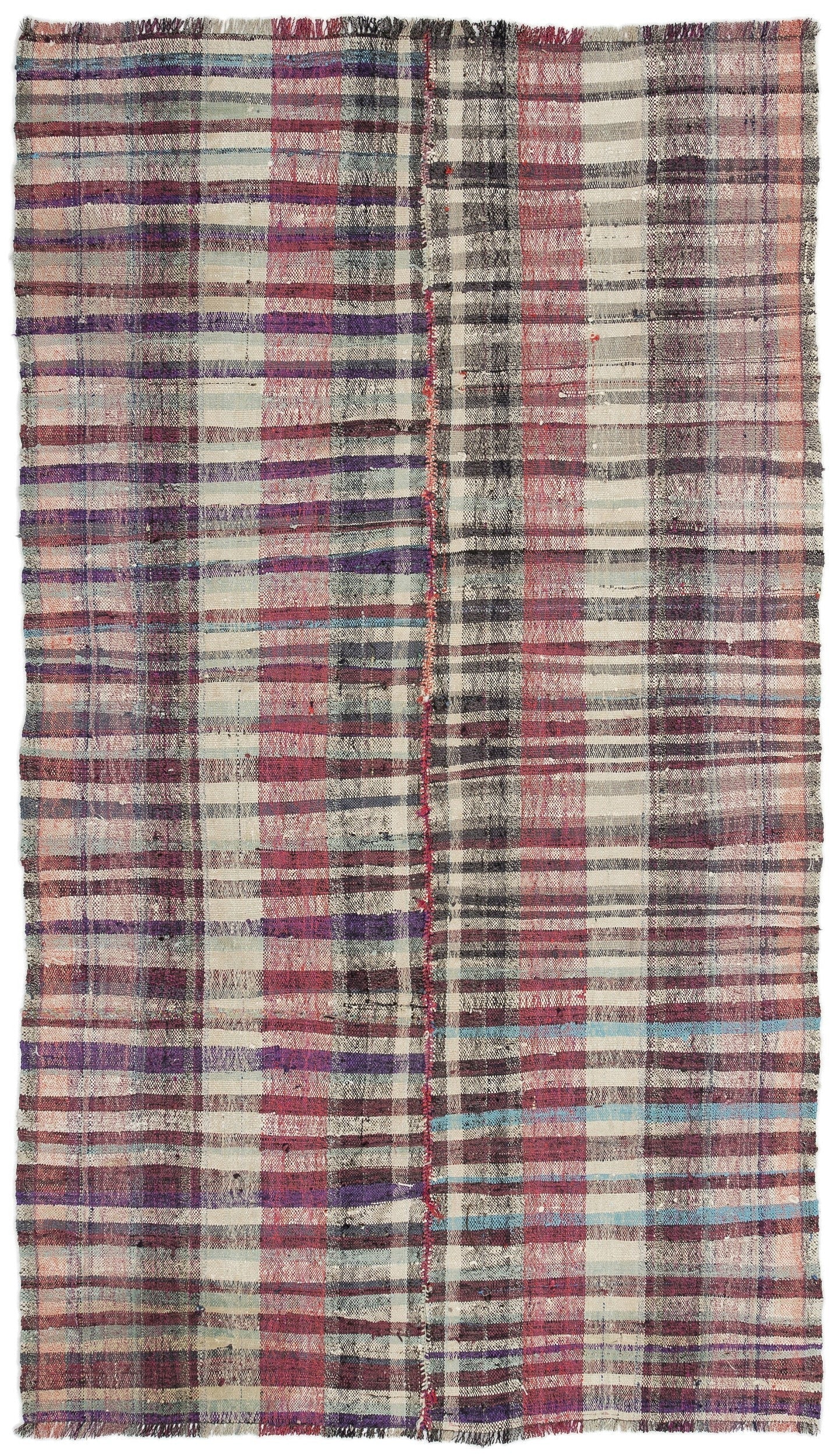 Girit Beige Striped Wool Handmade Area Rug 4'8" x 8'1"