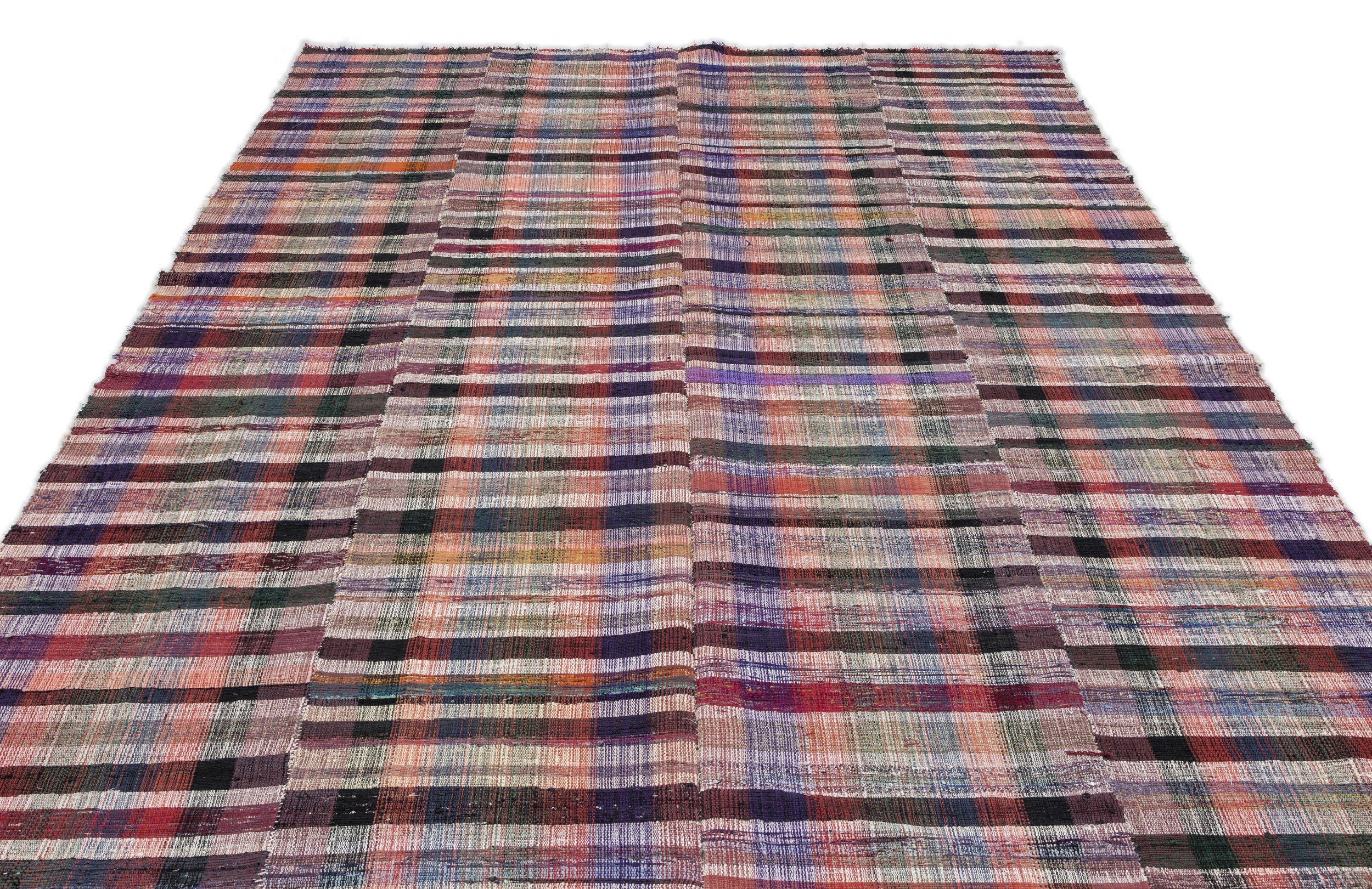 Girit Beige Striped Wool Handmade Area Rug 7'3" x 11'1"