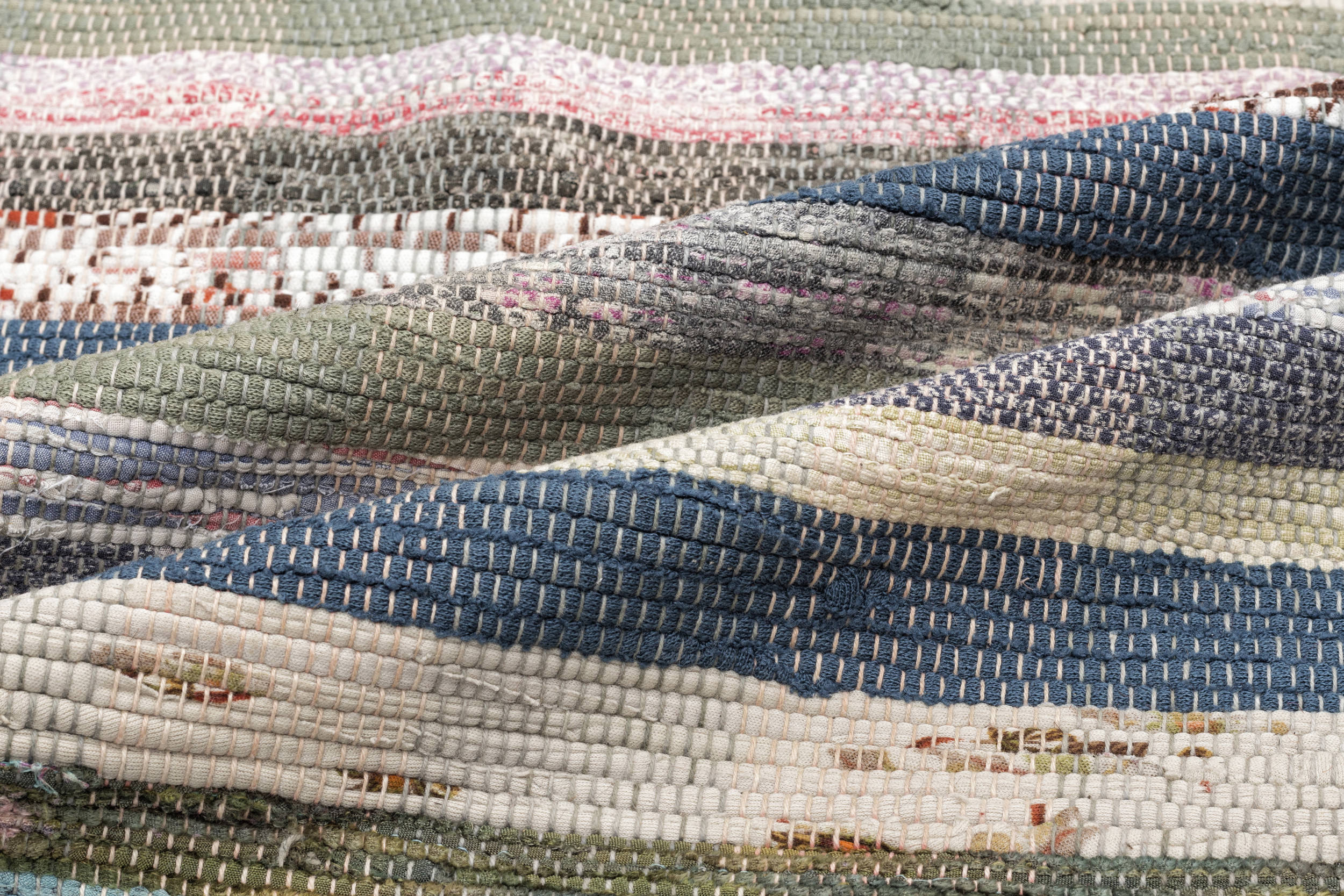 Girit Grey Striped Wool Handmade Area Rug 2'2" x 7'1"