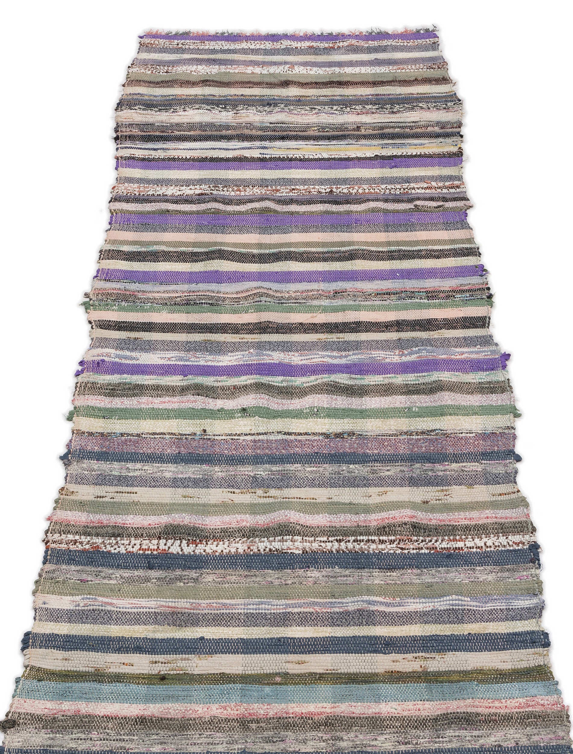 Girit Grey Striped Wool Handmade Area Rug 2'2" x 7'1"