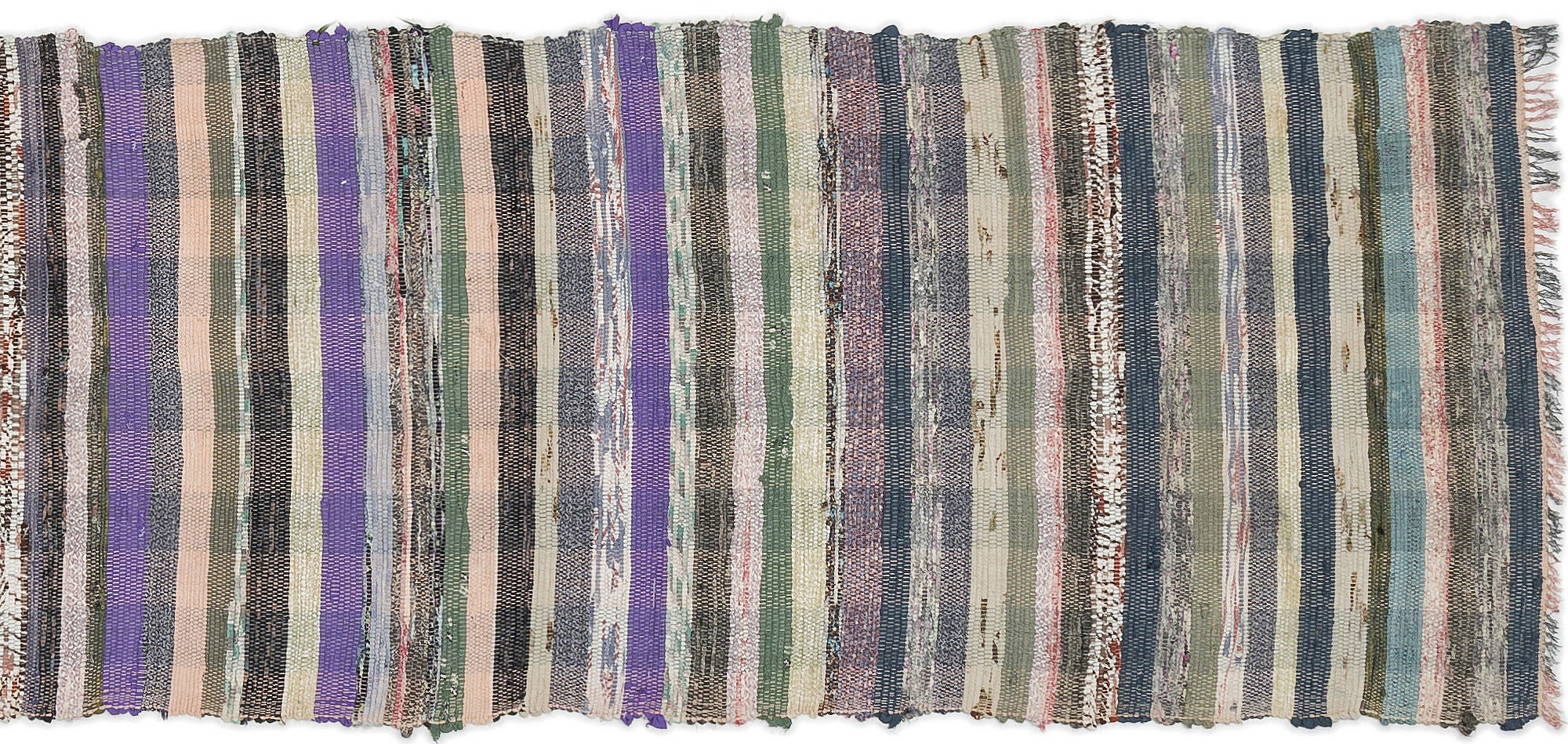 Girit Grey Striped Wool Handmade Area Rug 2'2" x 7'1"