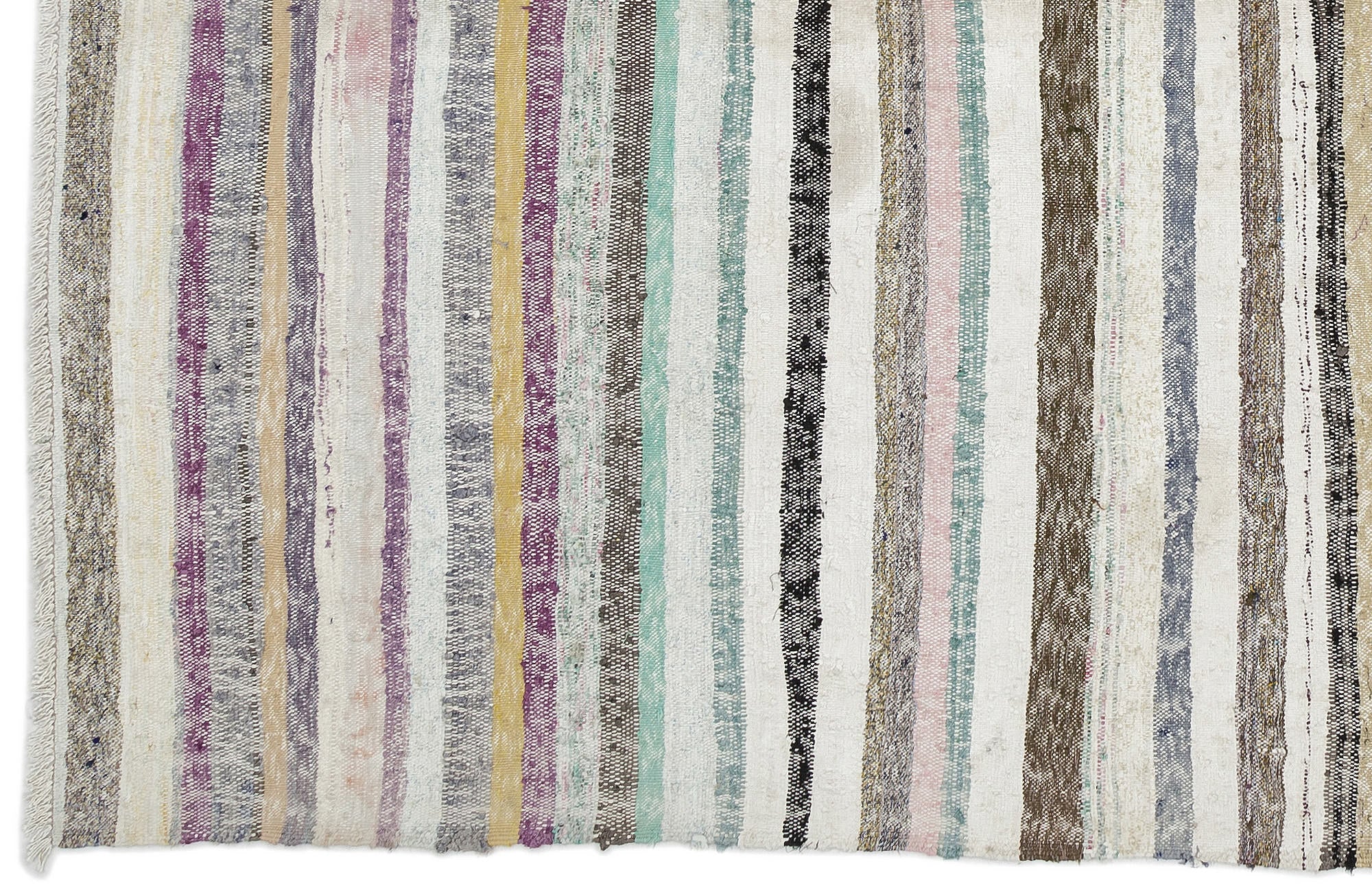 Girit 0981 Beige Striped Wool Handmade Area Rug 6'3" x 9'2"