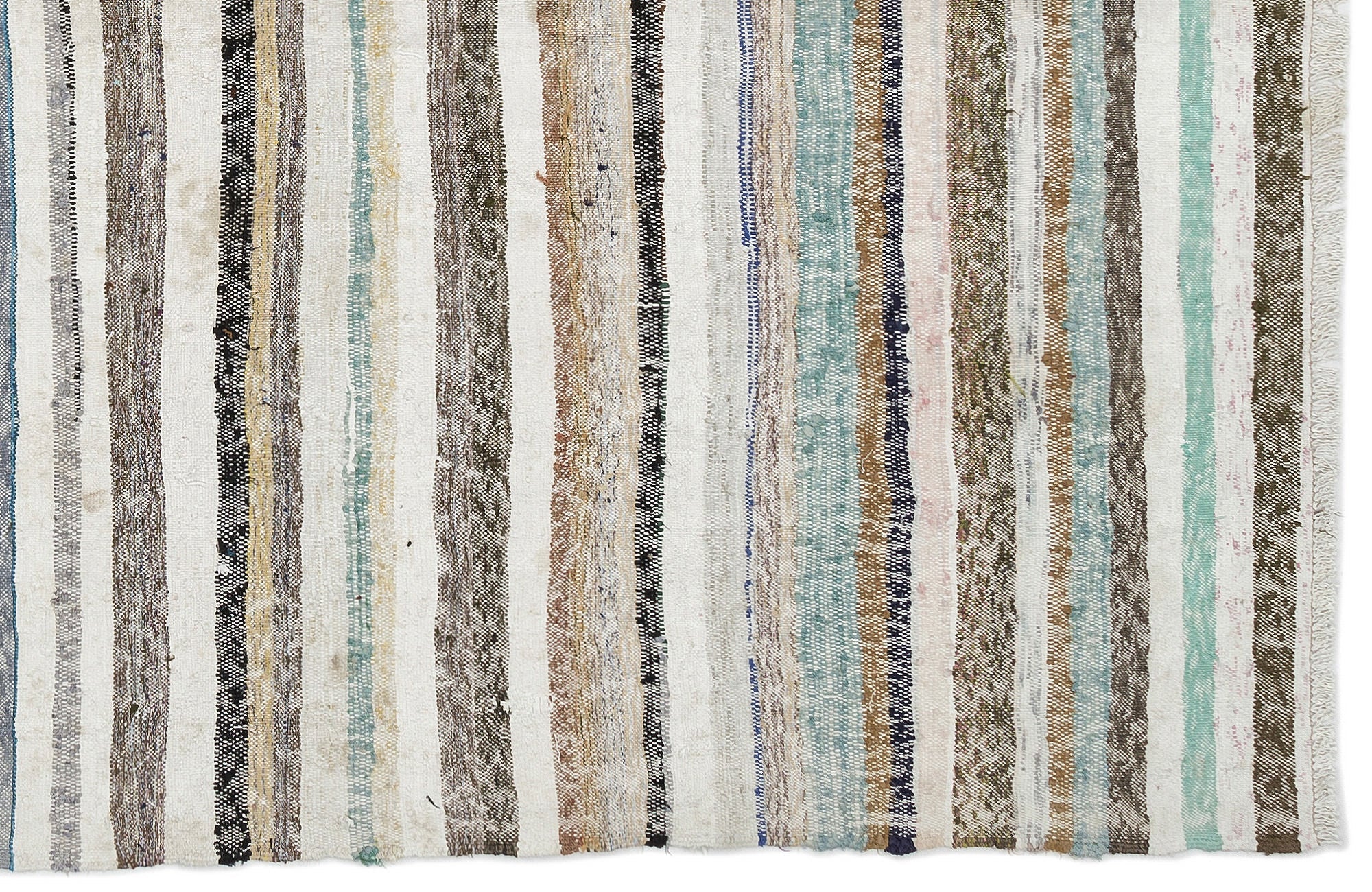 Girit 0981 Beige Striped Wool Handmade Area Rug 6'3" x 9'2"