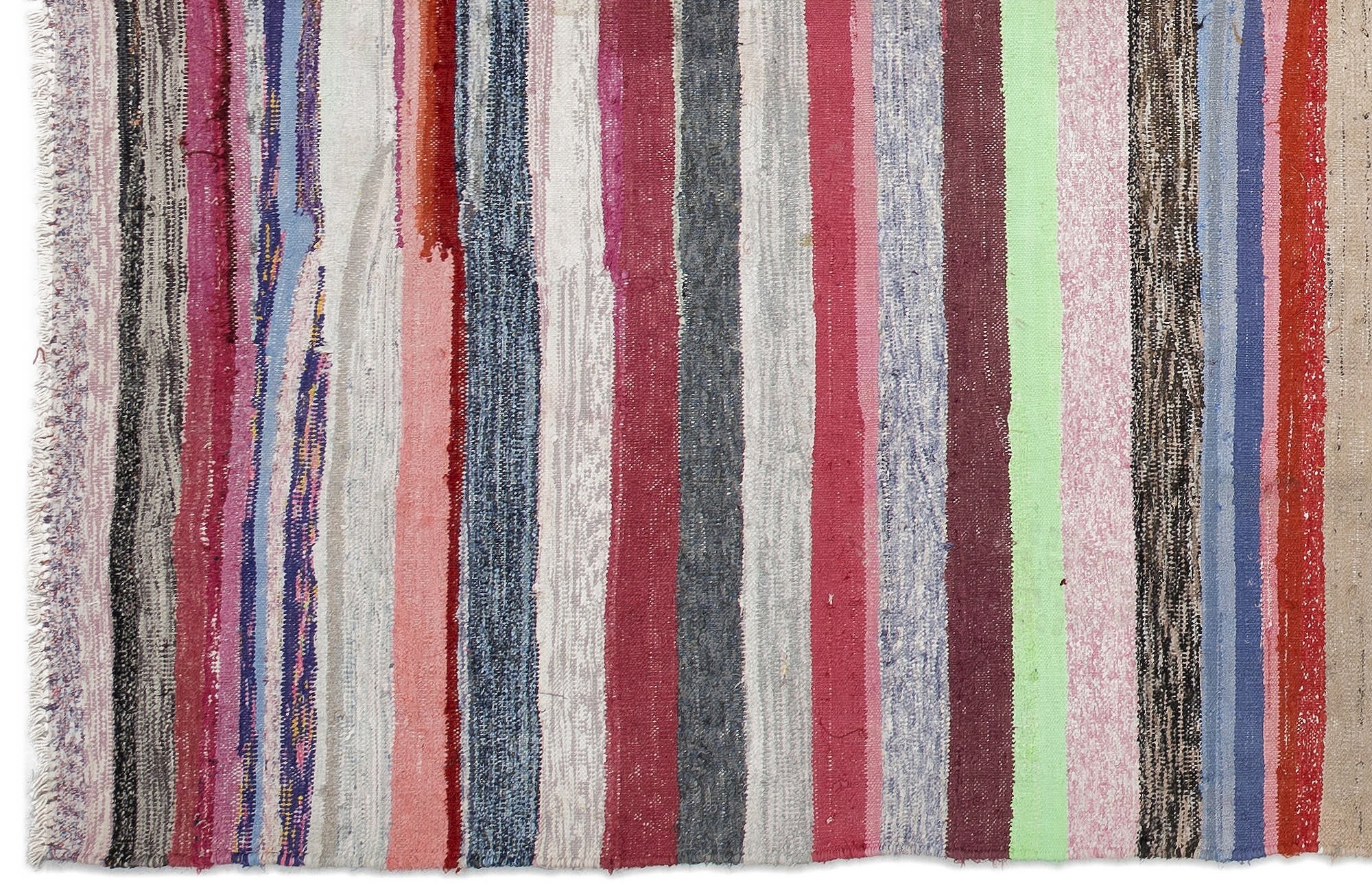 Girit Beige Striped Wool Handmade Area Rug 5'10" x 11'10"