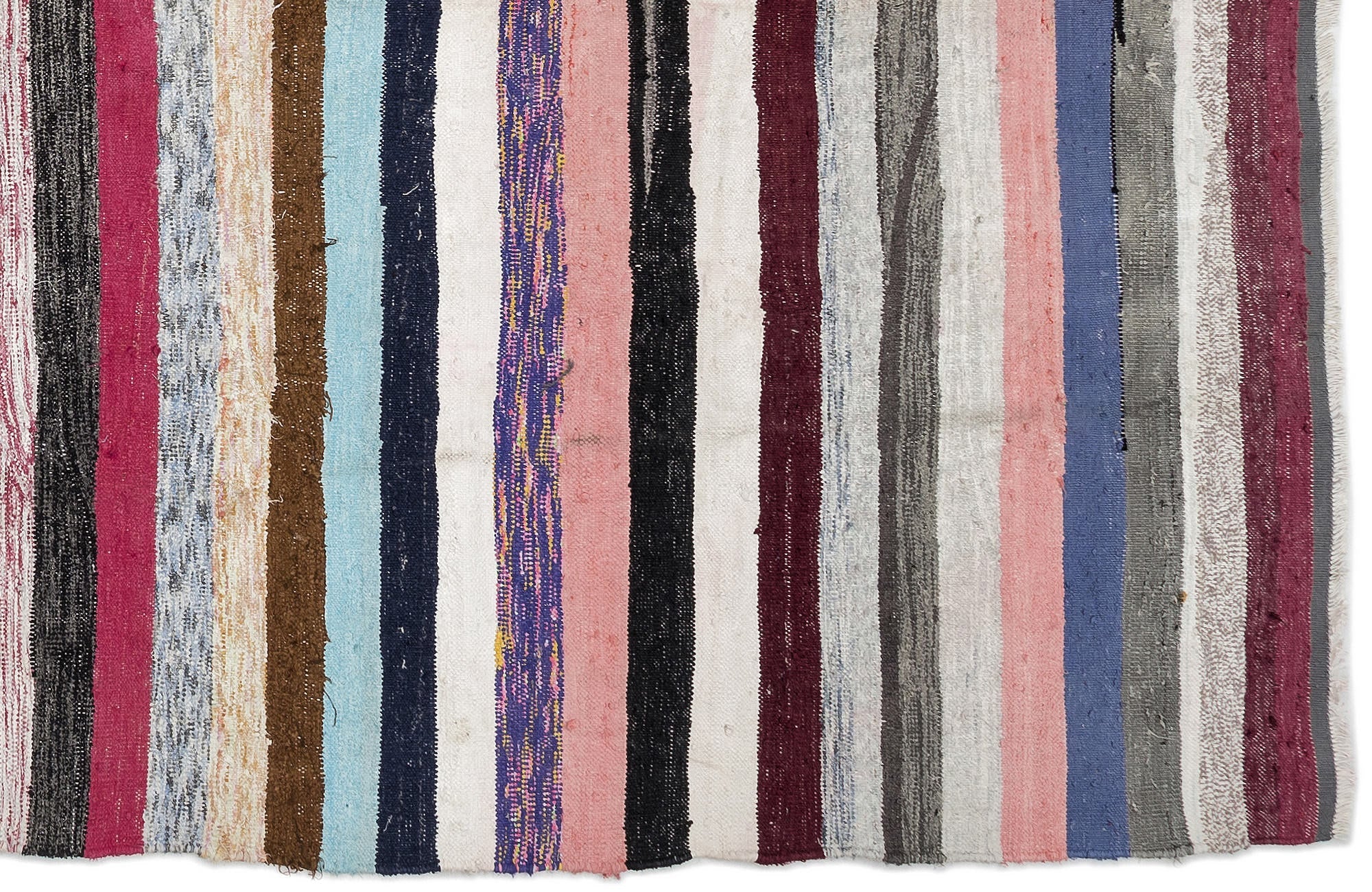 Girit Beige Striped Wool Handmade Area Rug 5'10" x 11'10"