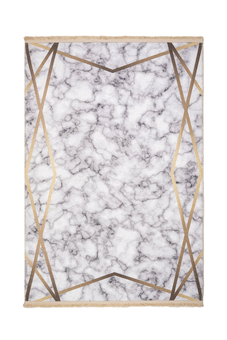 White Marble Area Rug – Digital Print Cotton Chenille Carpet by Pia Monte