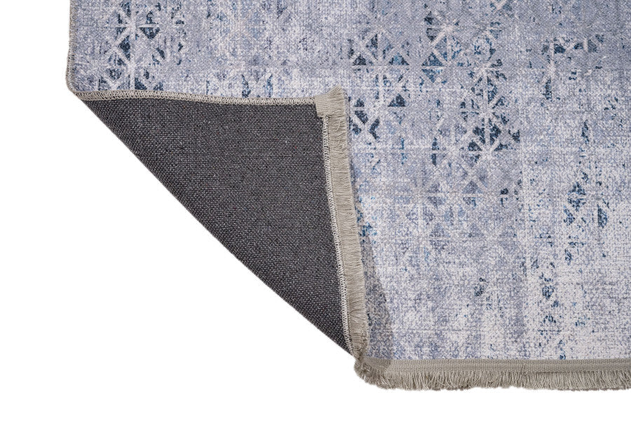 Geometric Area Rug - Grey Cotton Chenille Digital Print Carpet by Pia Monte