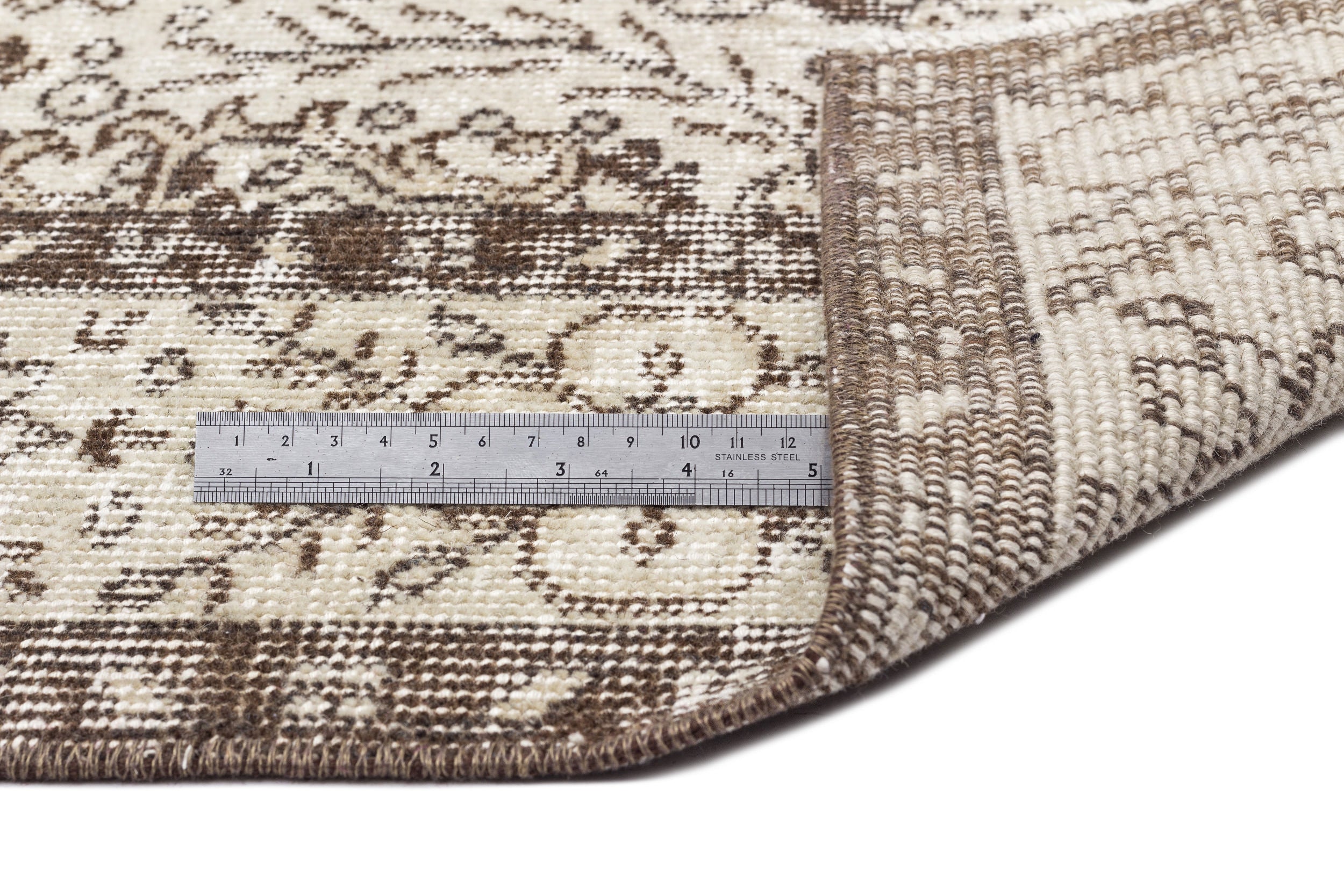 Atina Beige Vintage Wool Handmade Area Rug 5'9" x 9'9"