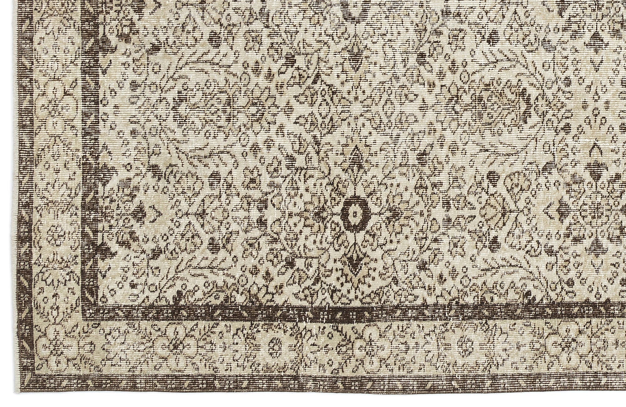 Atina Beige Vintage Wool Handmade Area Rug 5'9" x 9'9"